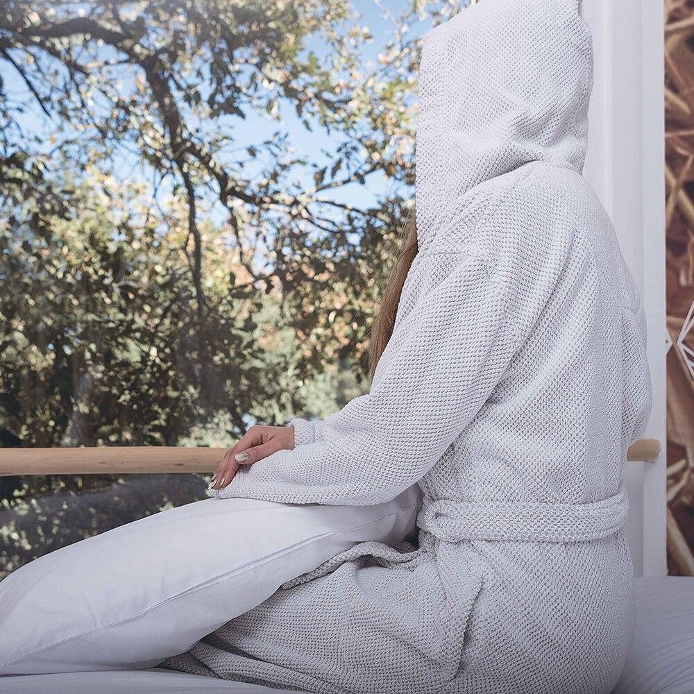 White Linen Waffle Bath Robe