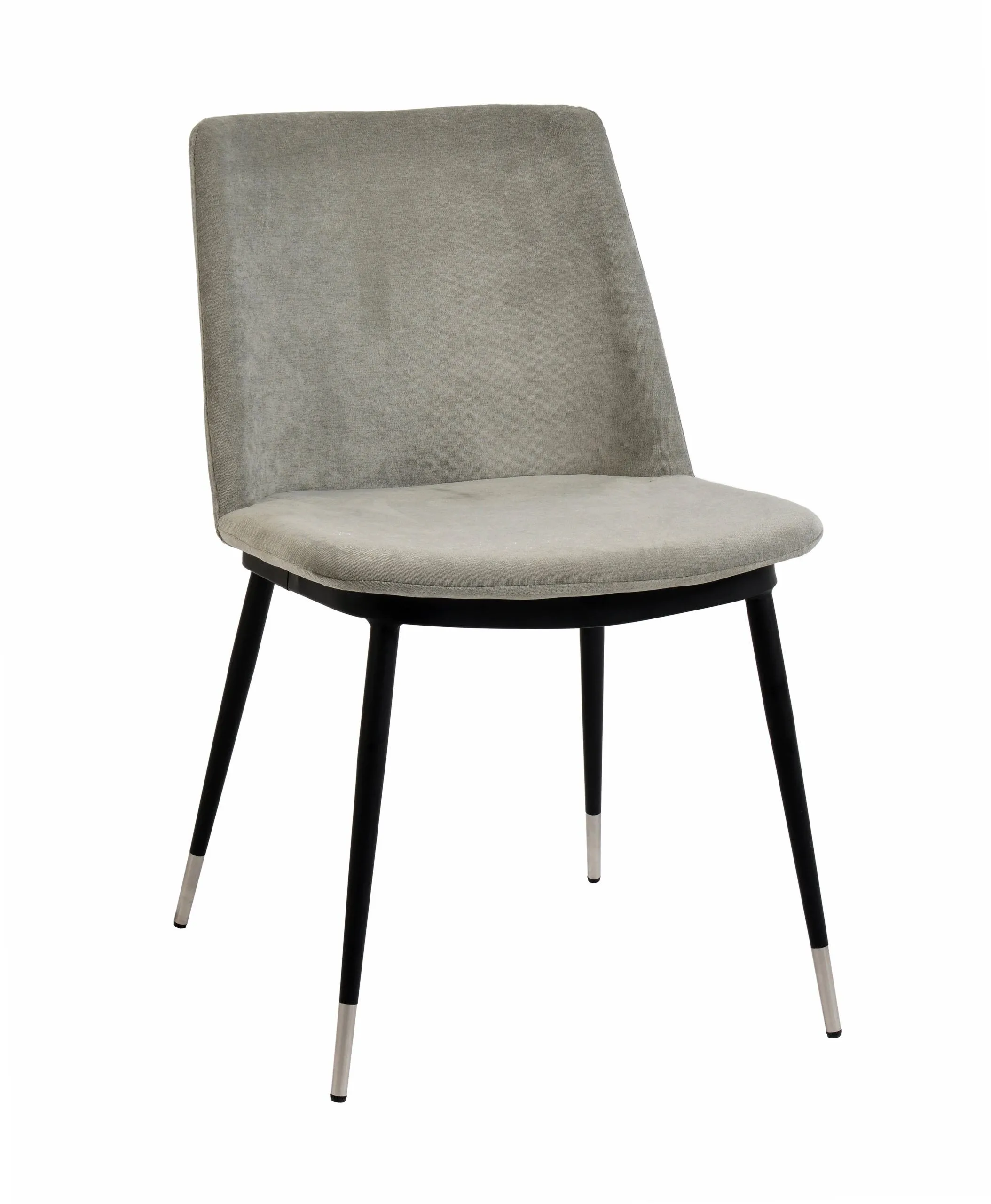 EVORA GREY VELVET CHAIR - SILVER LEGS (SET OF 2)