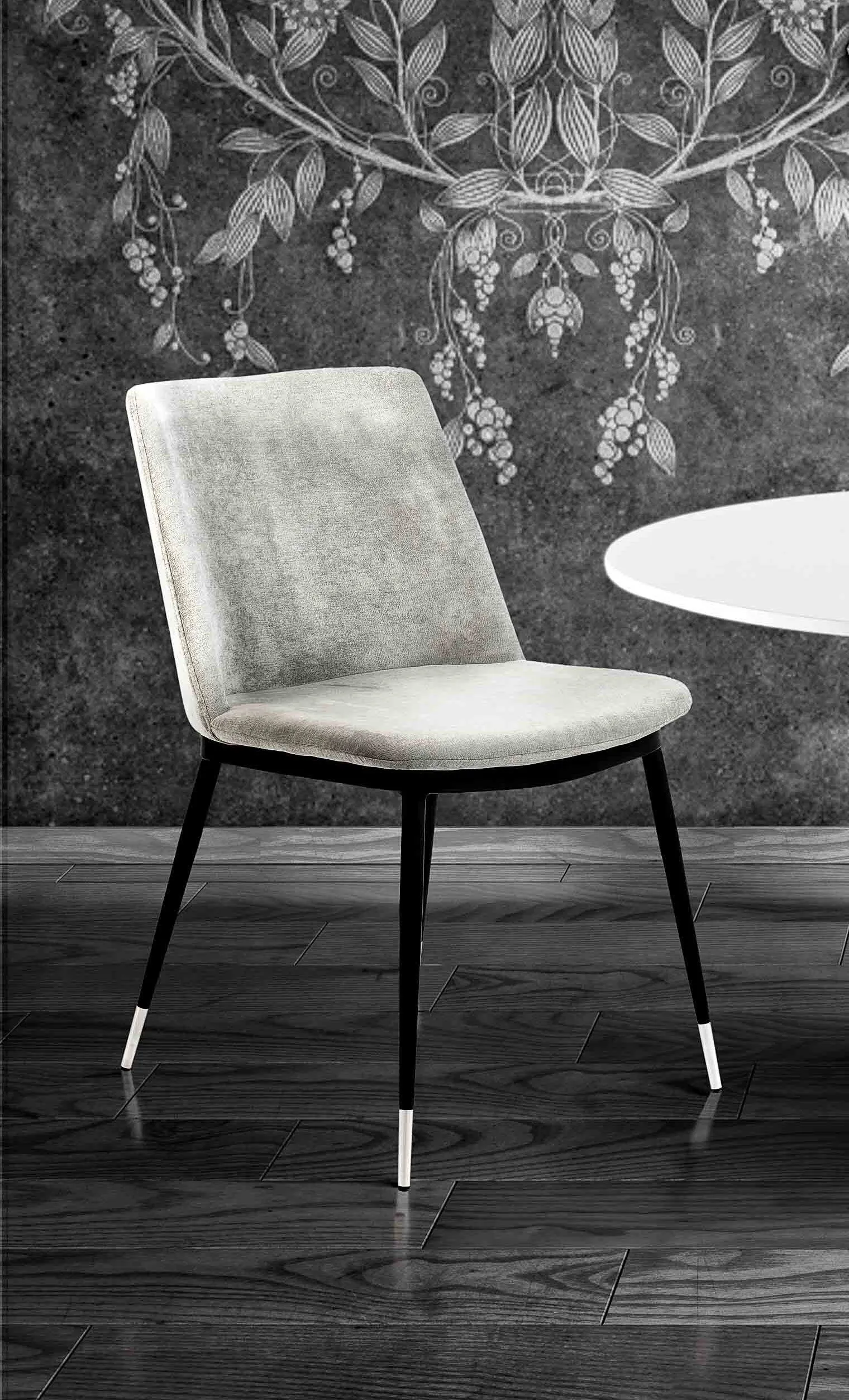 EVORA GREY VELVET CHAIR - SILVER LEGS (SET OF 2) - Image 2