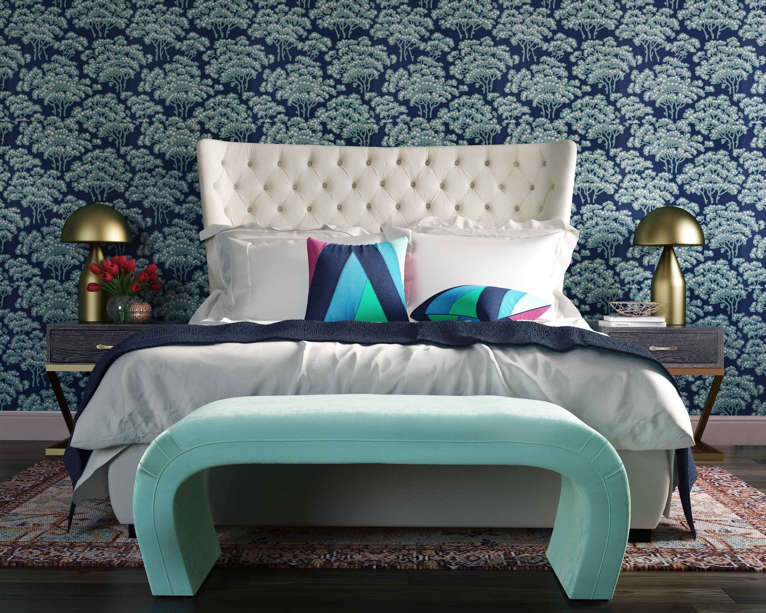 SASSY CREAM VELVET QUEEN BED - Image 2
