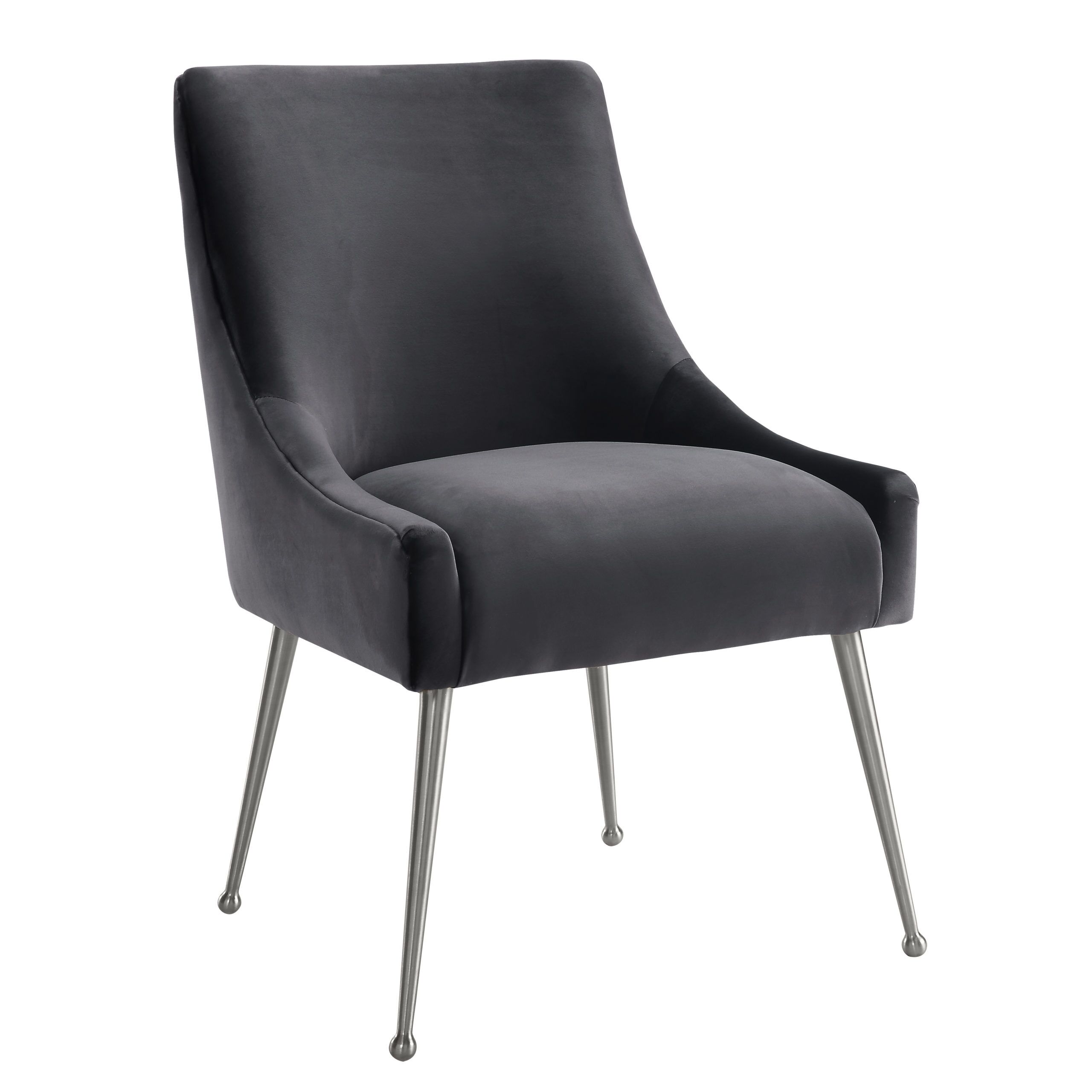 BEATRIX GREY VELVET CHAIR WITH SILVER LEGS - Image 8