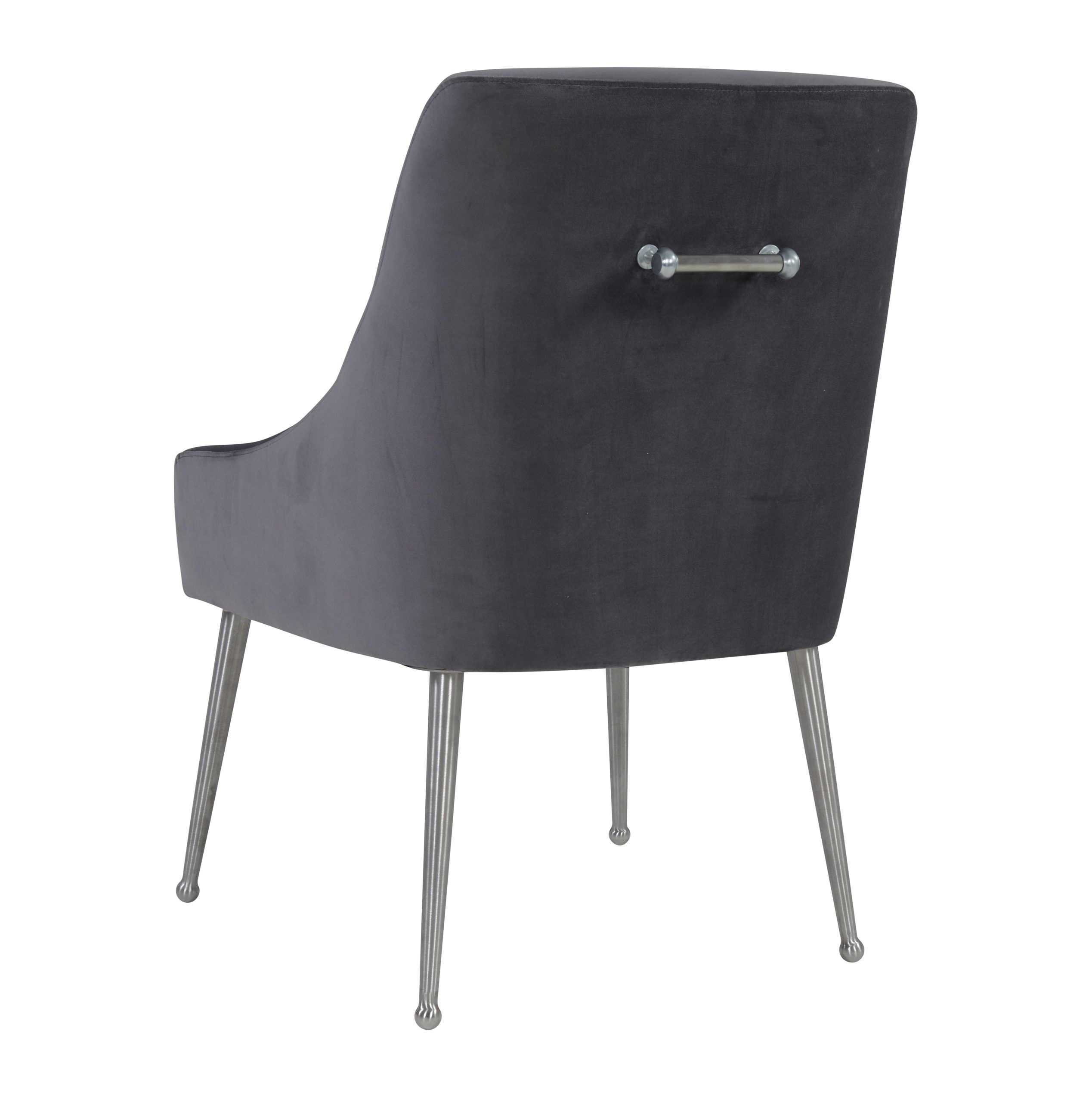 BEATRIX GREY VELVET CHAIR WITH SILVER LEGS - Image 3