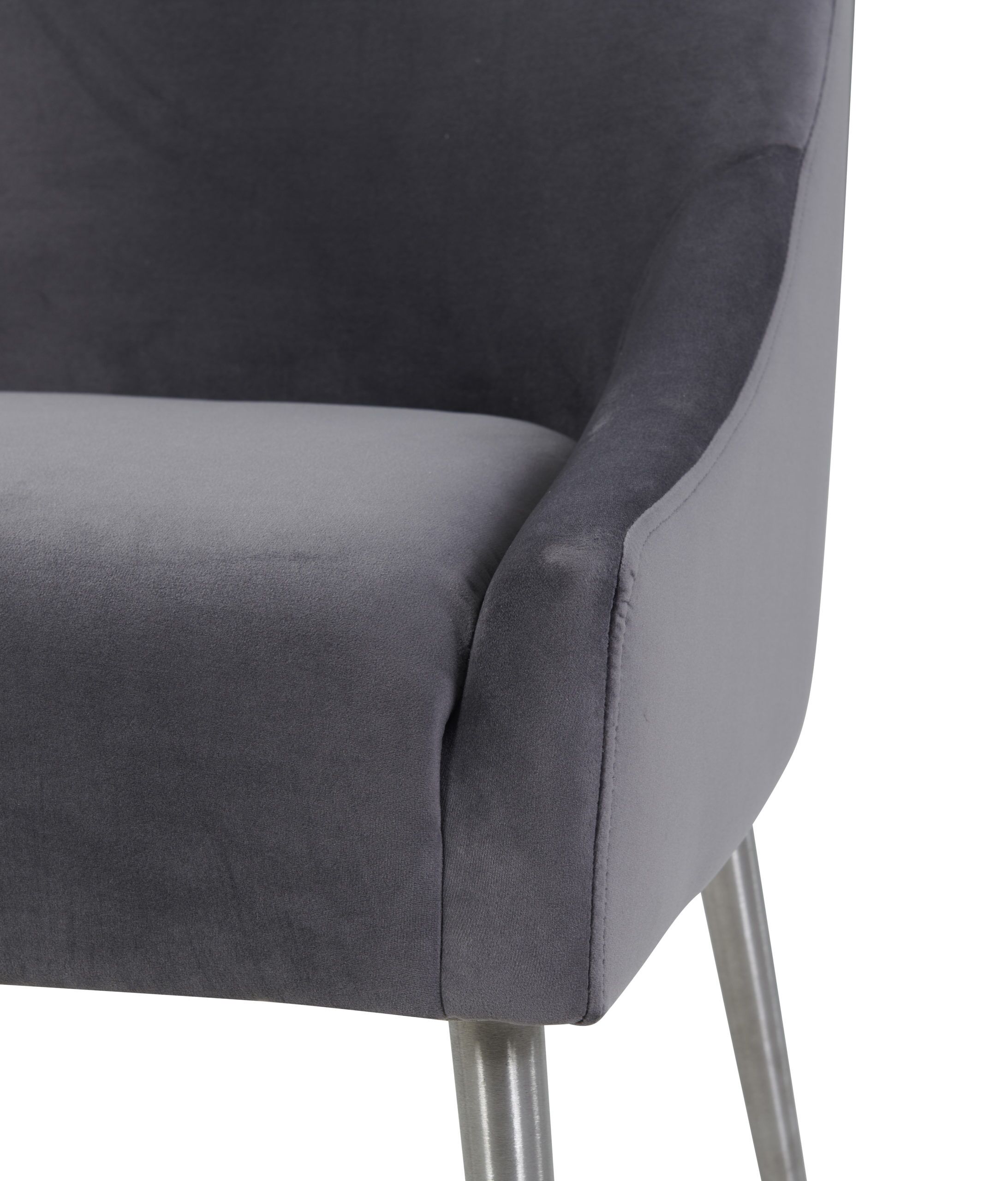 BEATRIX GREY VELVET CHAIR WITH SILVER LEGS - Image 4