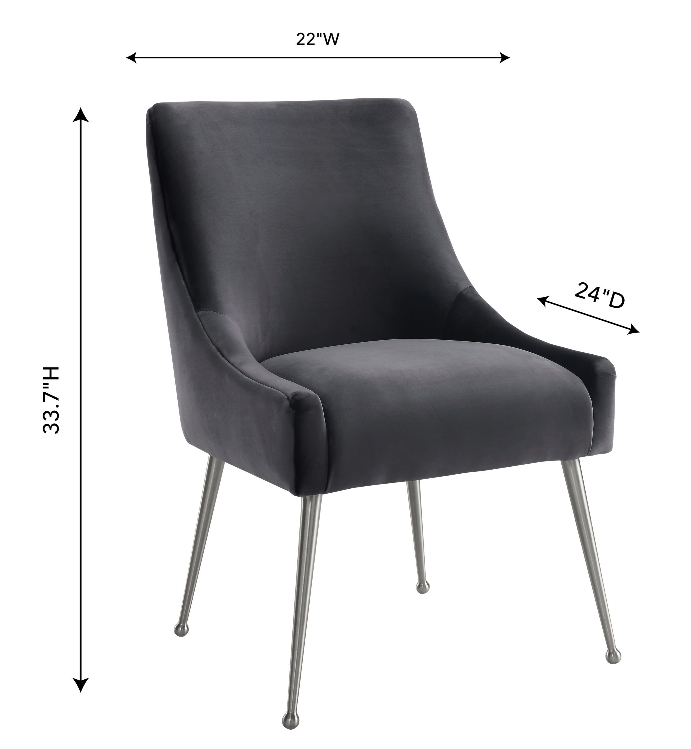 BEATRIX GREY VELVET CHAIR WITH SILVER LEGS - Image 7
