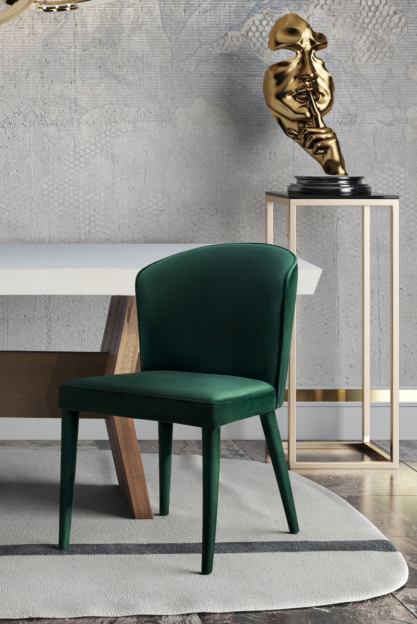 METROPOLITAN FOREST GREEN VELVET CHAIR - Image 6