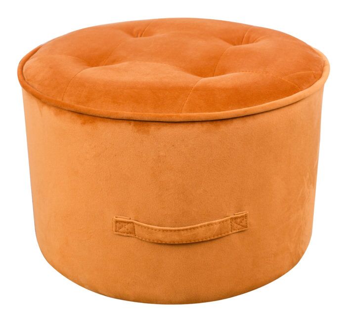 LUNA COGNAC  VELVET OTTOMAN
