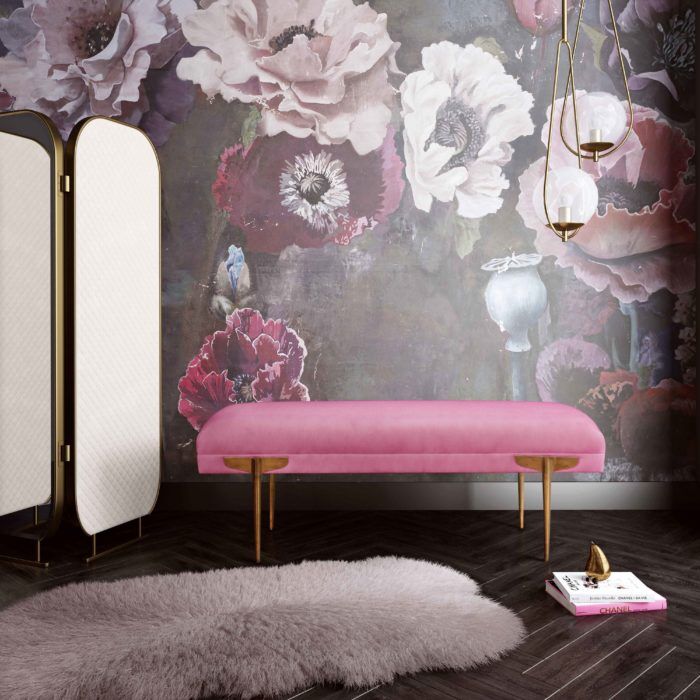 BRNO ROSE WAIVED VELVET BENCH