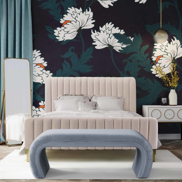KENYA SEA BLUE VELVET BENCH