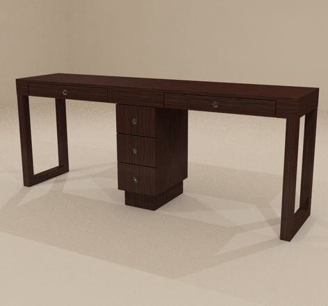 Linea Double Nail Table, 3 Drawer