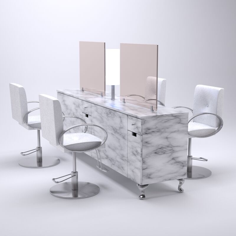 Carrara 4-Person Styling Station with Mirrors