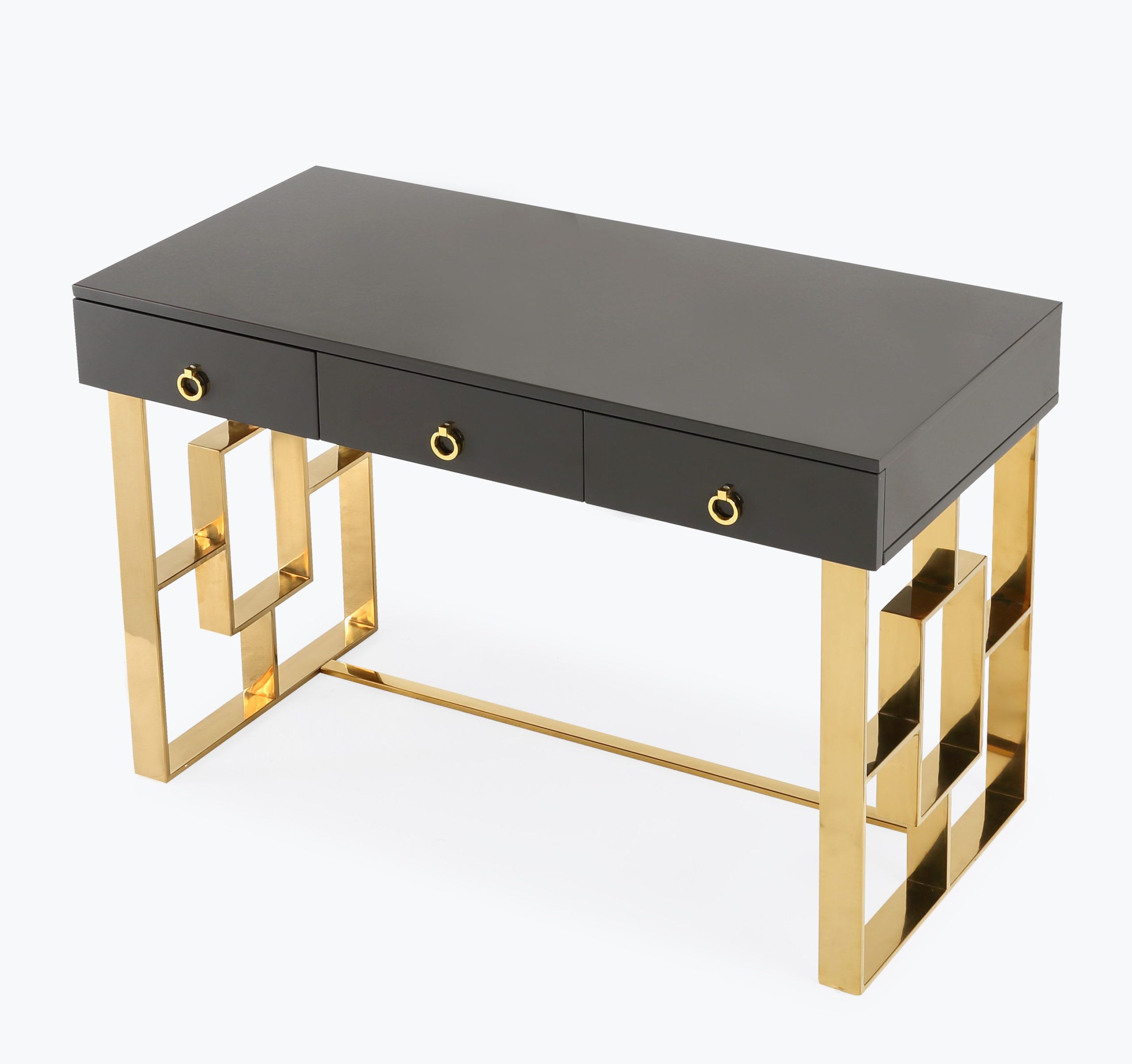 Audrey Grey Lacquer Desk with Drawers - Image 3