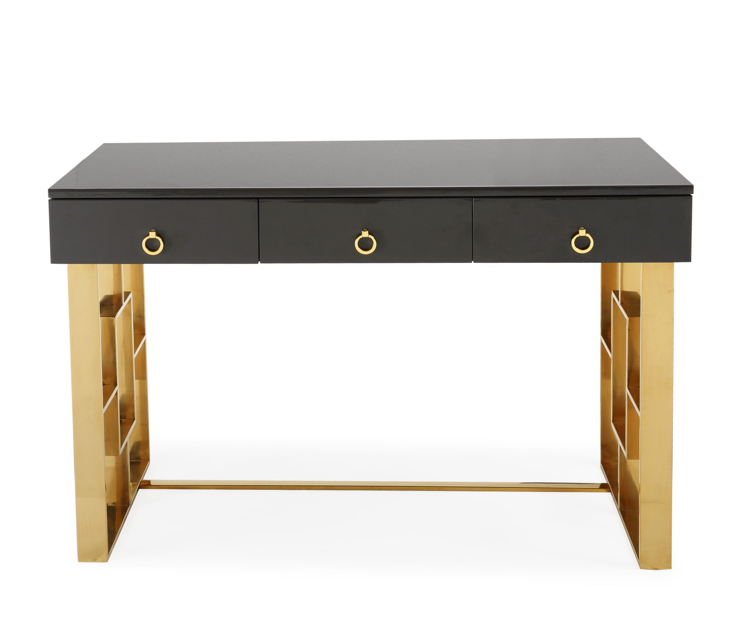 Audrey Grey Lacquer Desk with Drawers - Image 4