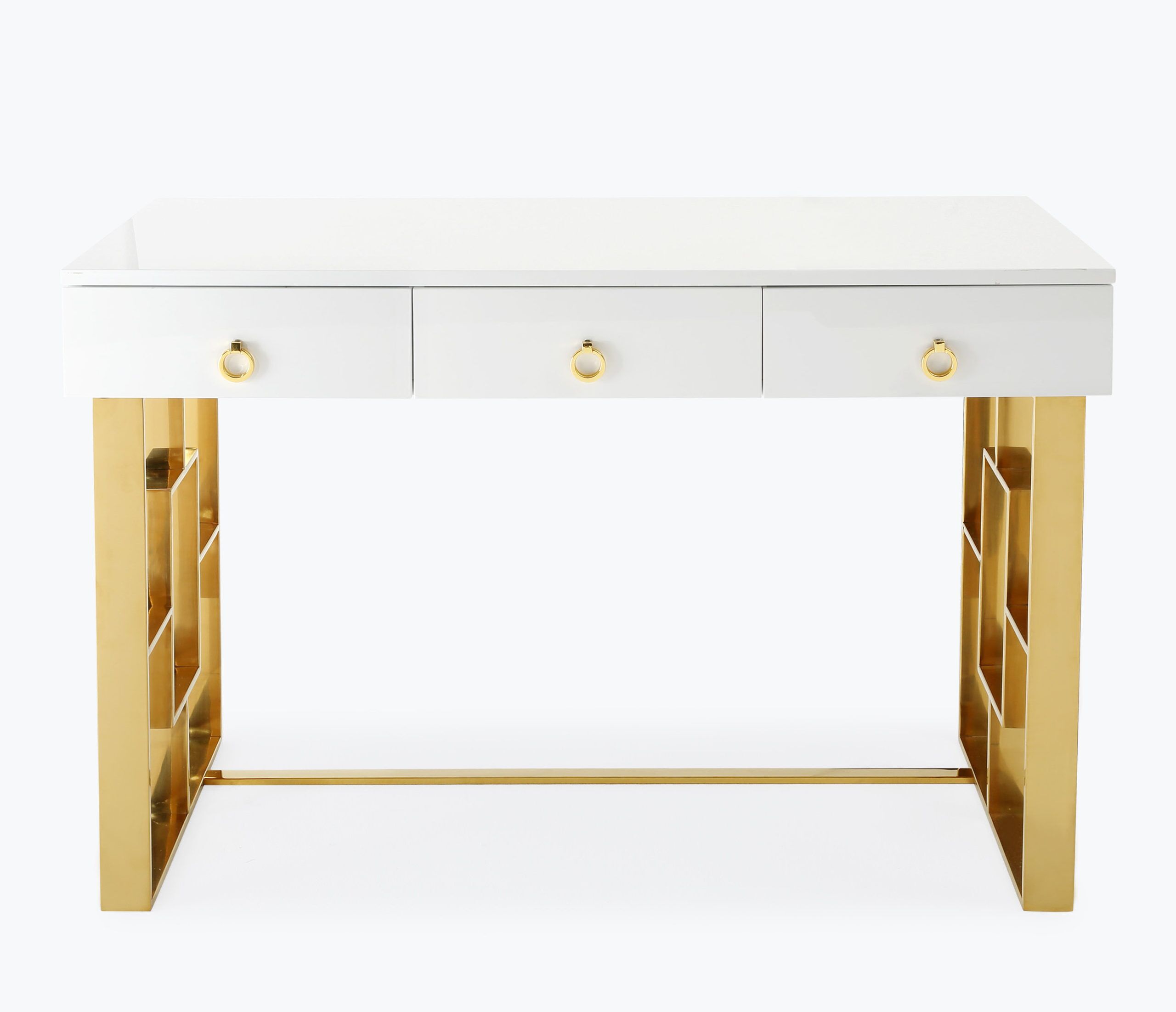 Audrey High Gloss White Lacquer Desk - Image 6