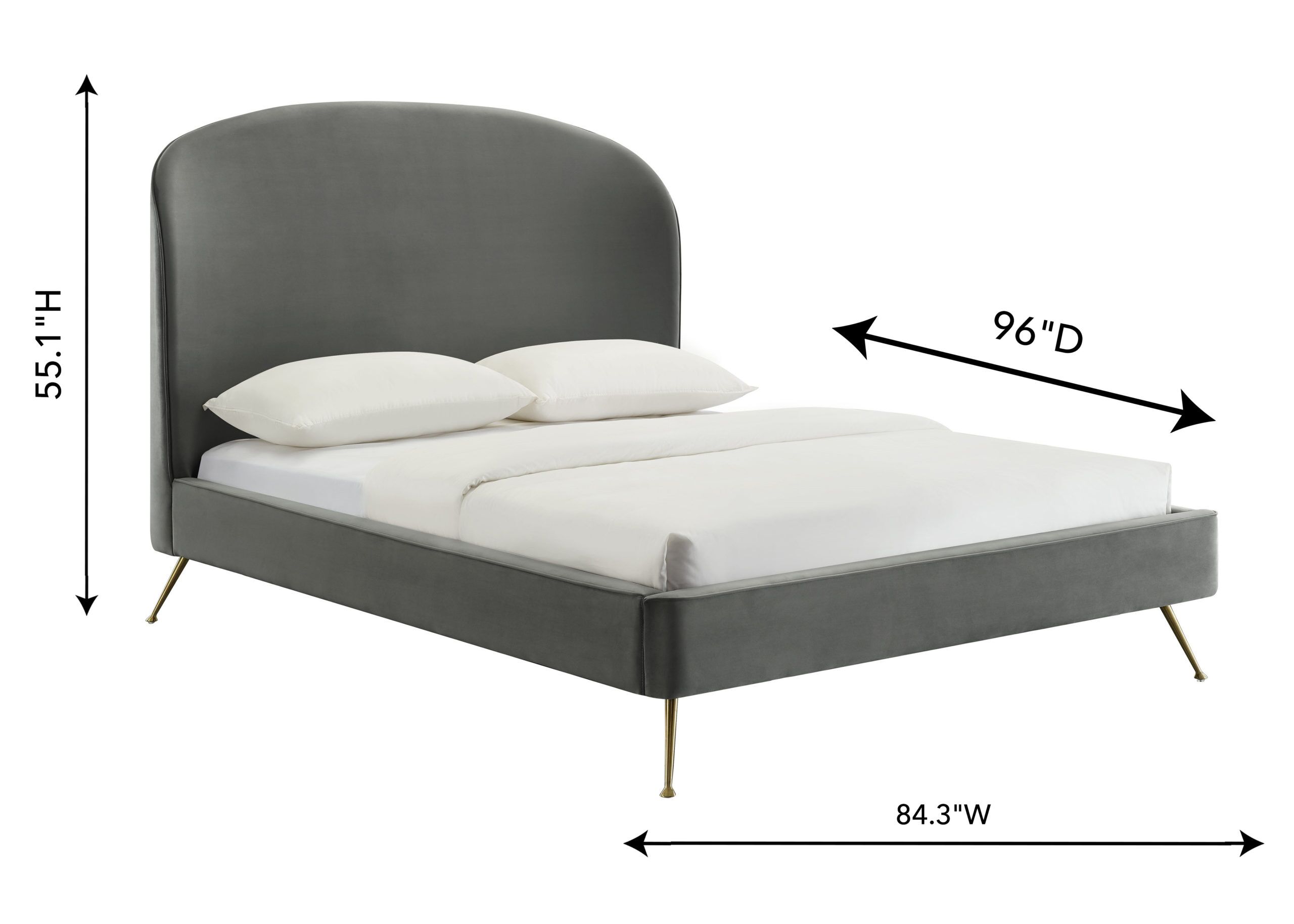 VIVI GREY VELVET BED IN QUEEN - Image 5