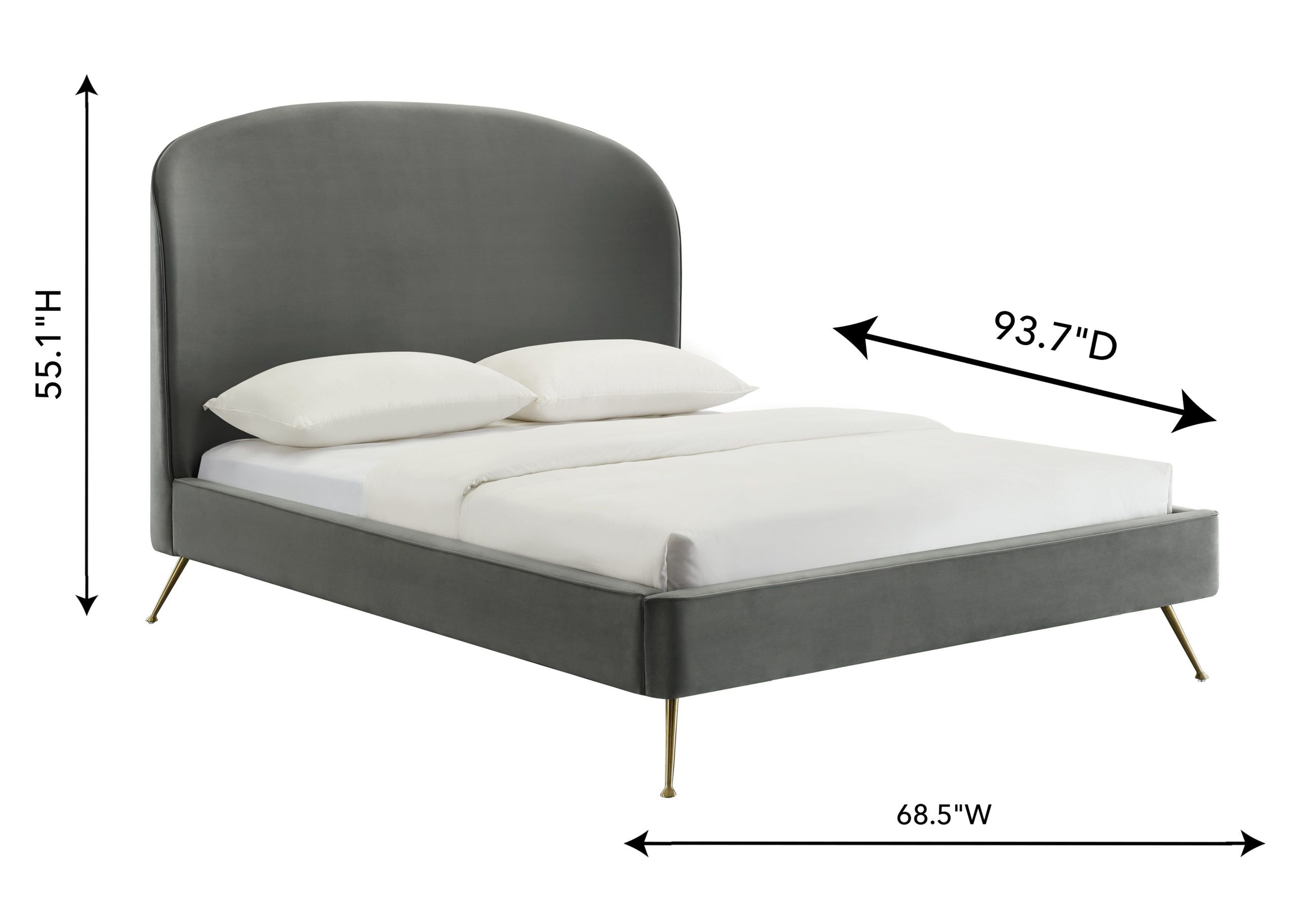 VIVI GREY VELVET BED IN QUEEN - Image 6