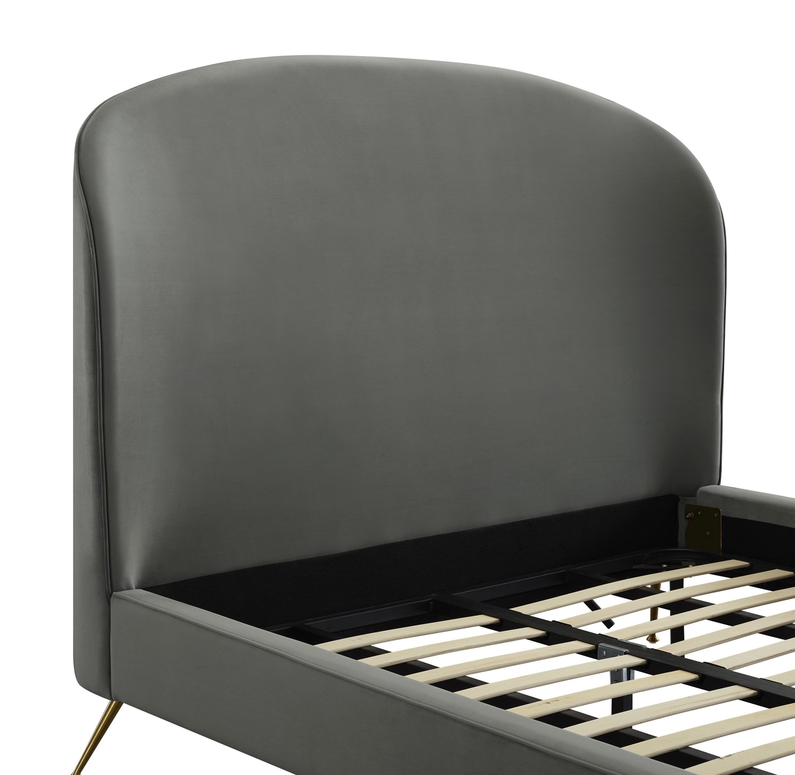 VIVI GREY VELVET BED IN QUEEN - Image 3