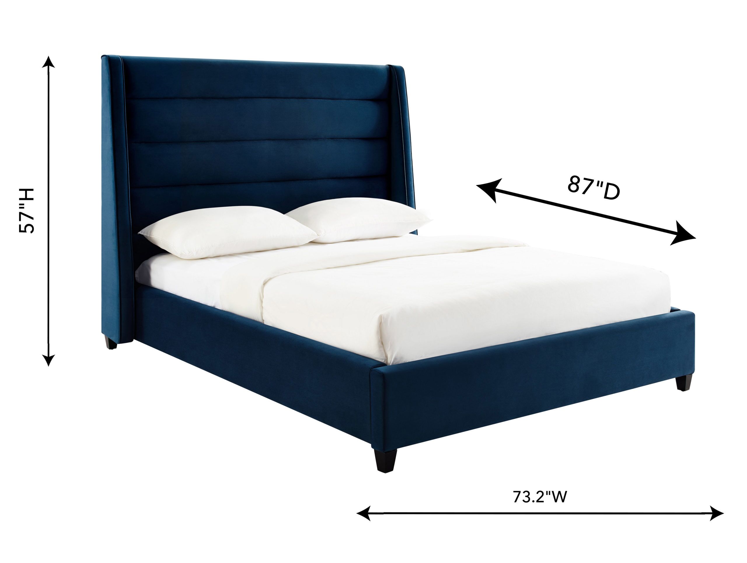 KOAH NAVY VELVET BED IN QUEEN - Image 4