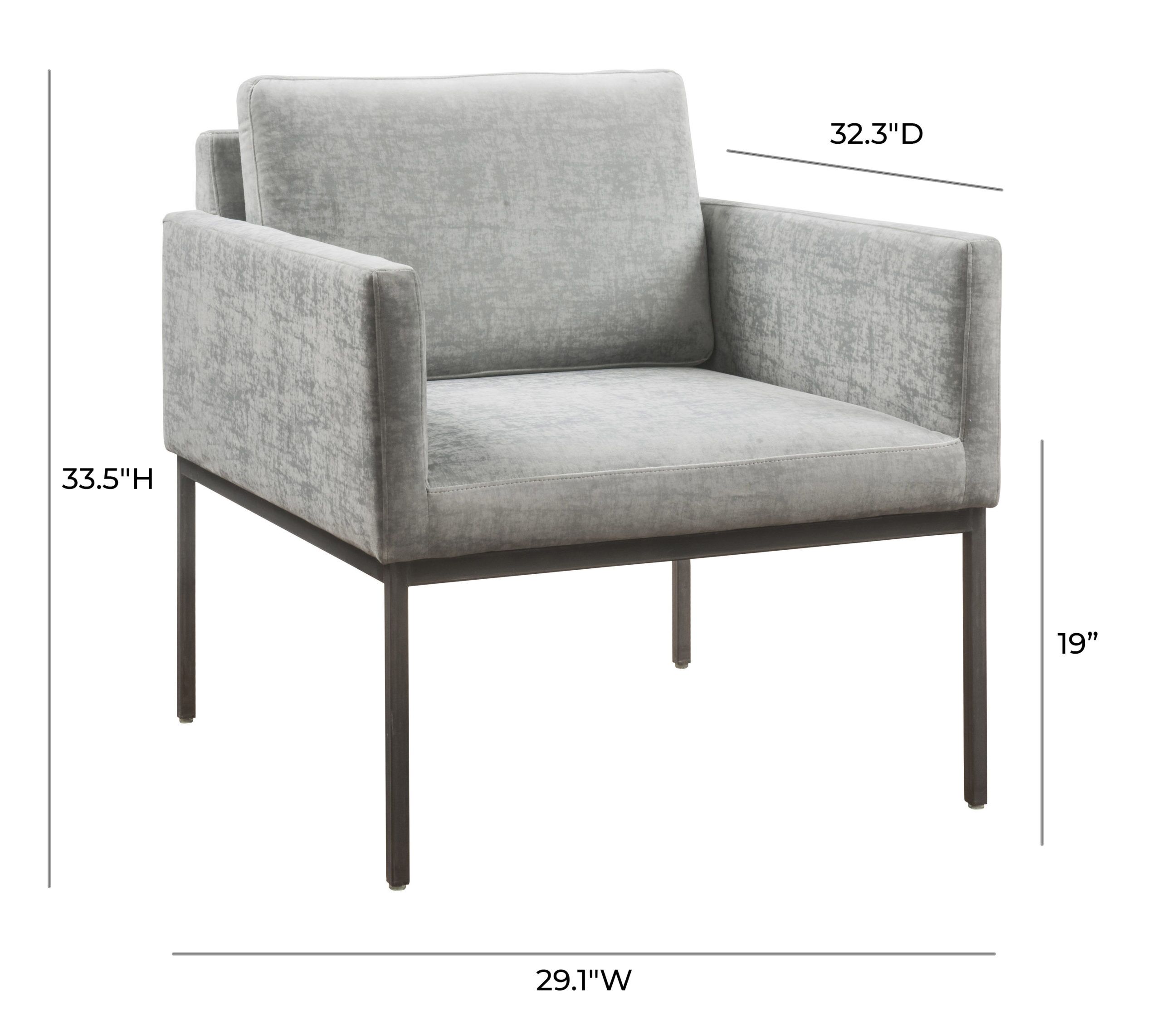 Textured Velvet Canton Grey Chair - Image 4