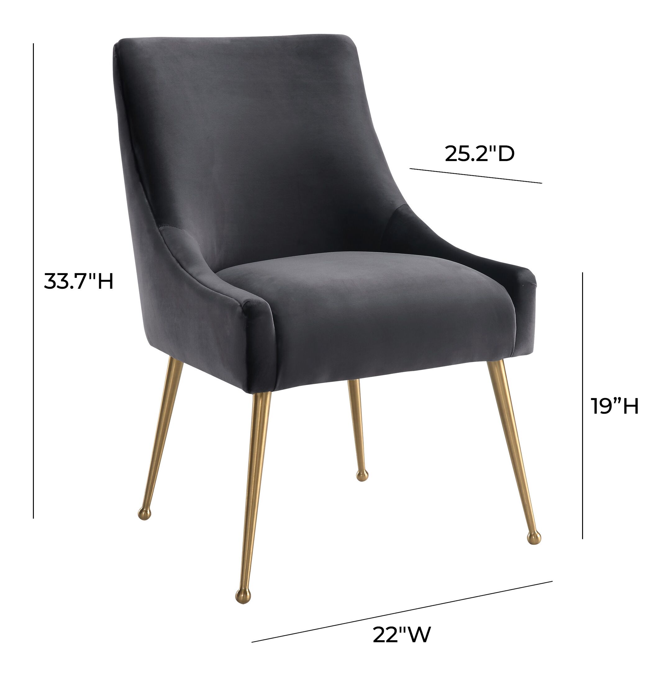 BEATRIX GREY VELVET SIDE CHAIR - Image 6