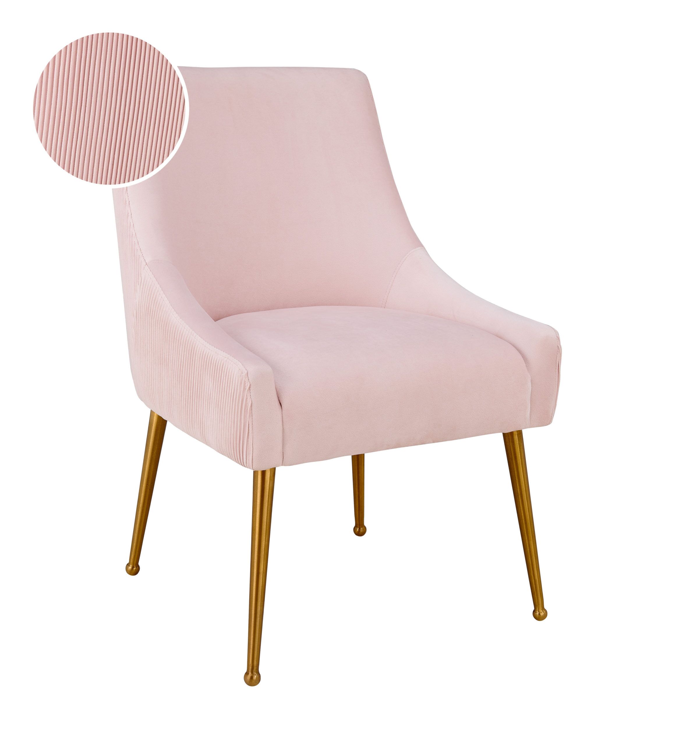BEATRIX PLEATED BLUSH VELVET SIDE CHAIR - Image 5