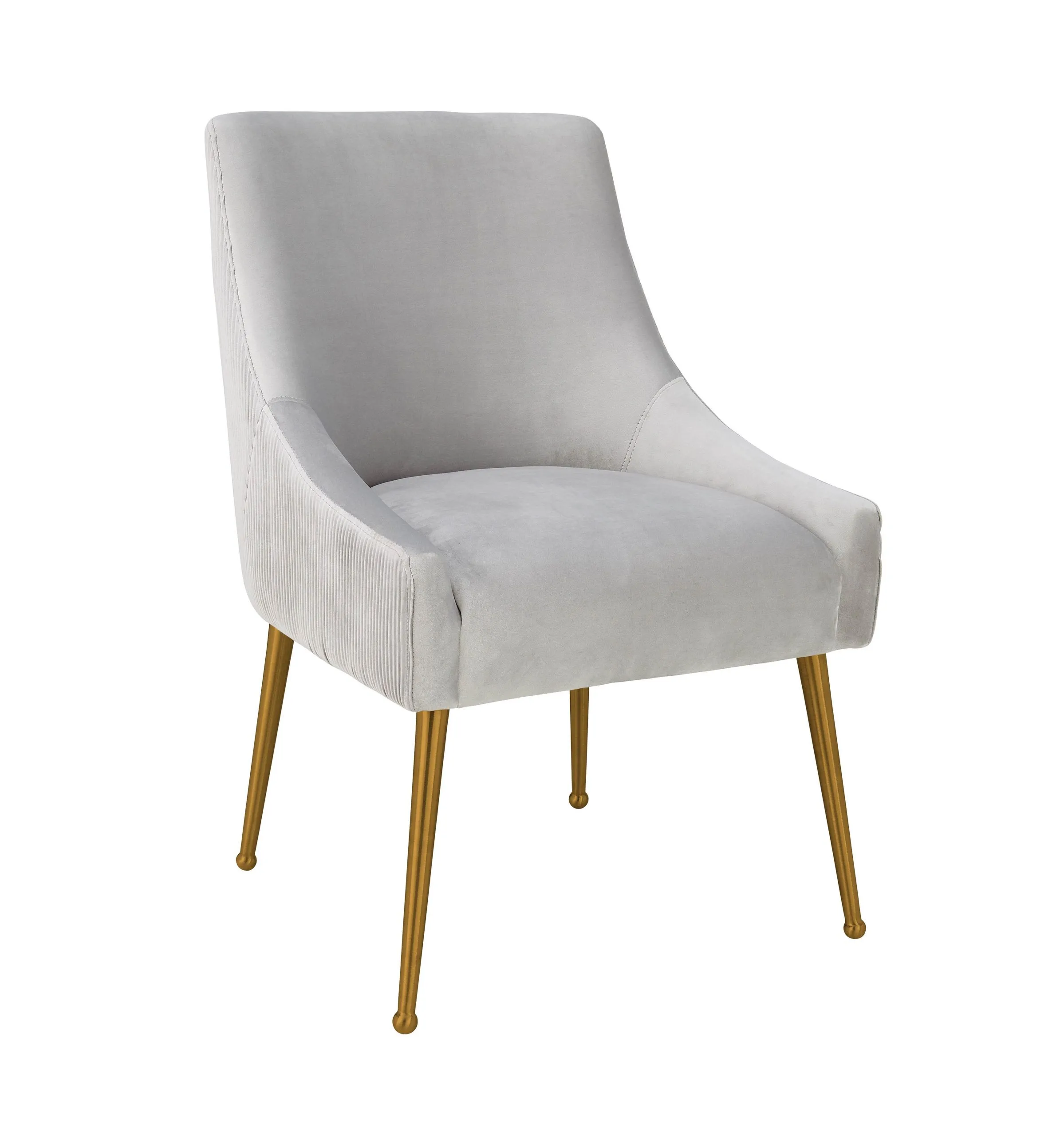 BEATRIX PLEATED LIGHT GREY VELVET SIDE CHAIR