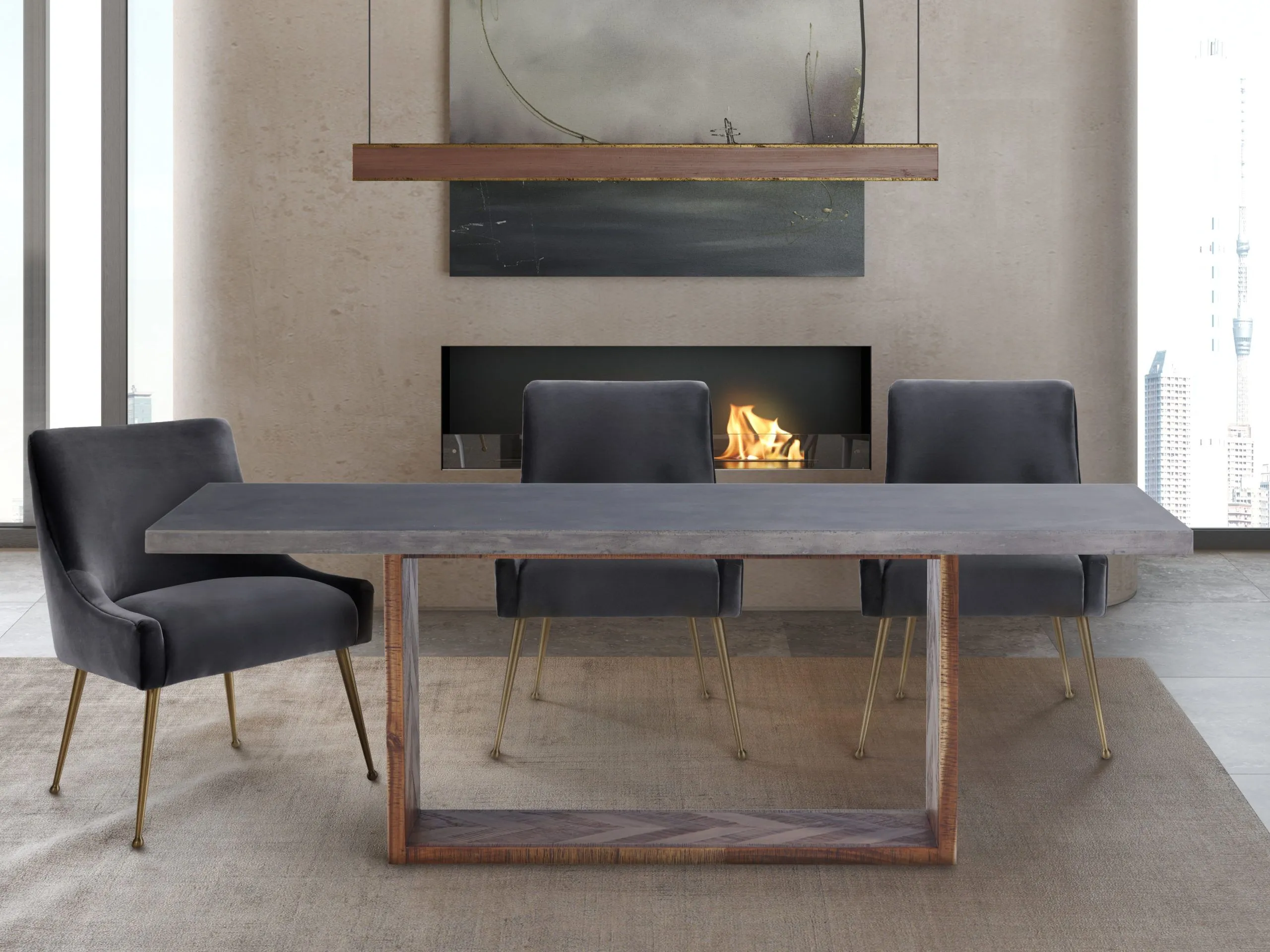 BEATRIX GREY VELVET SIDE CHAIR - Image 2