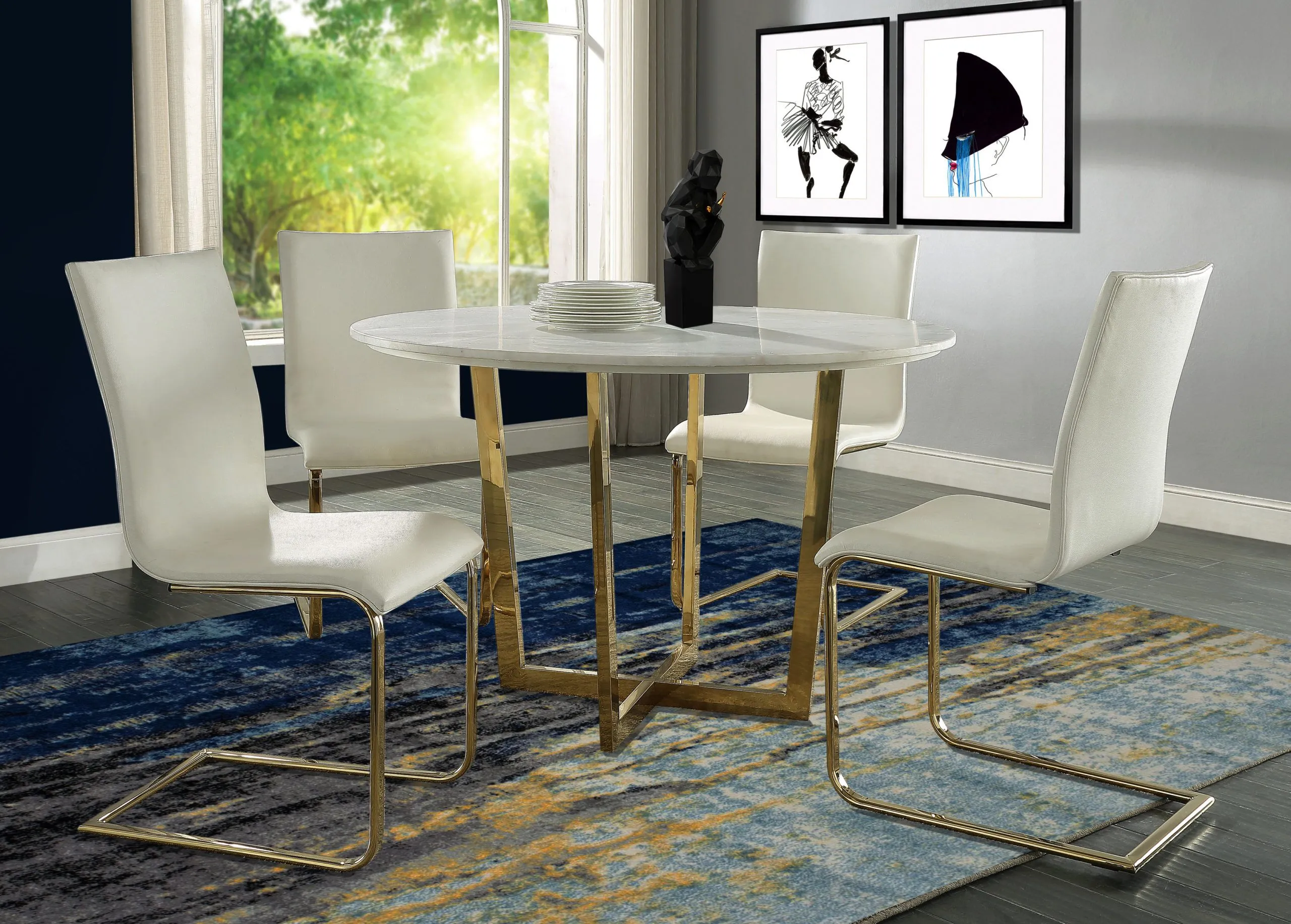 MAXIM WHITE MARBLE DINING TABLE - Image 2