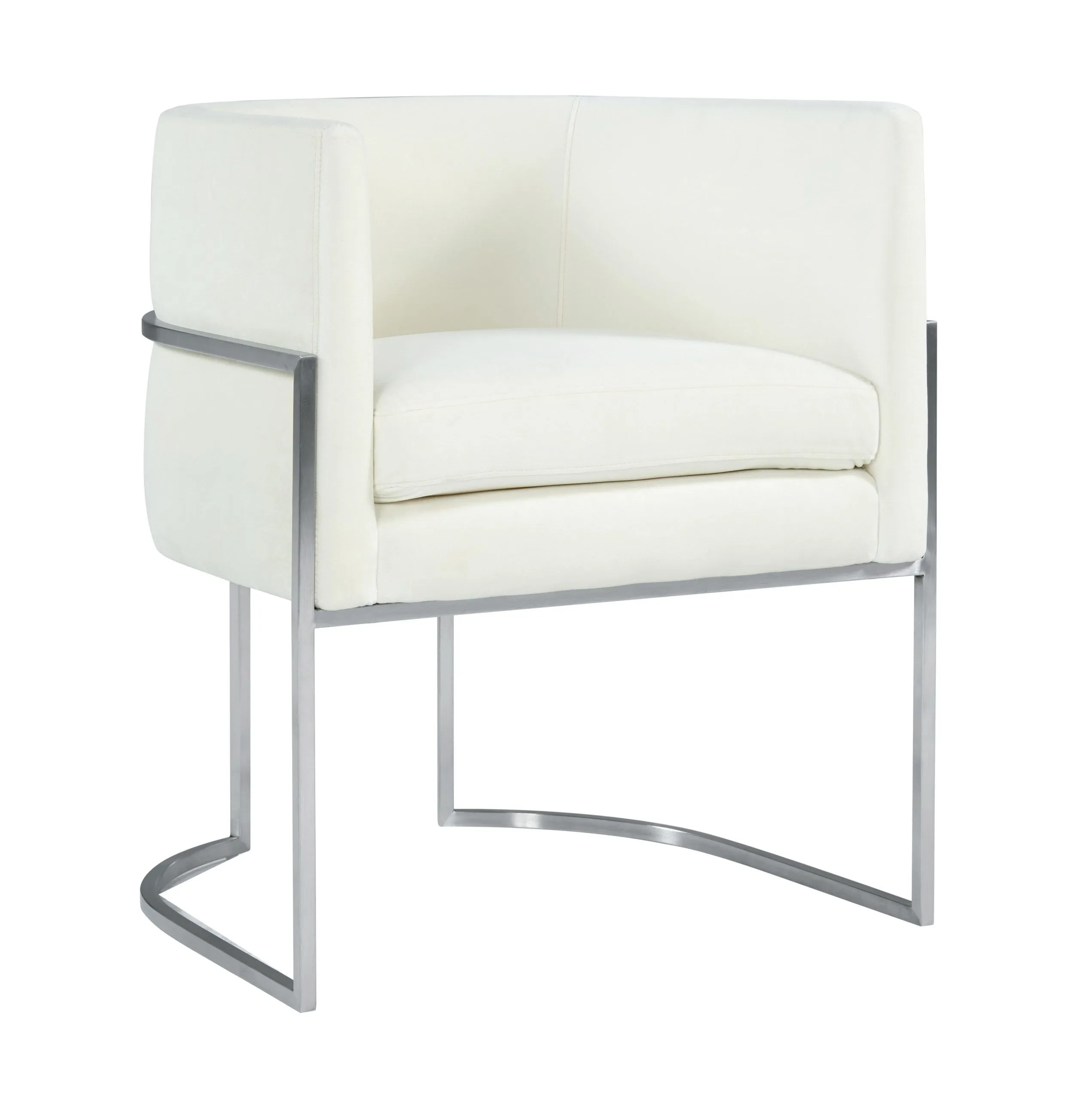 GISELLE CREAM VELVET CHAIR - SILVER FRAME