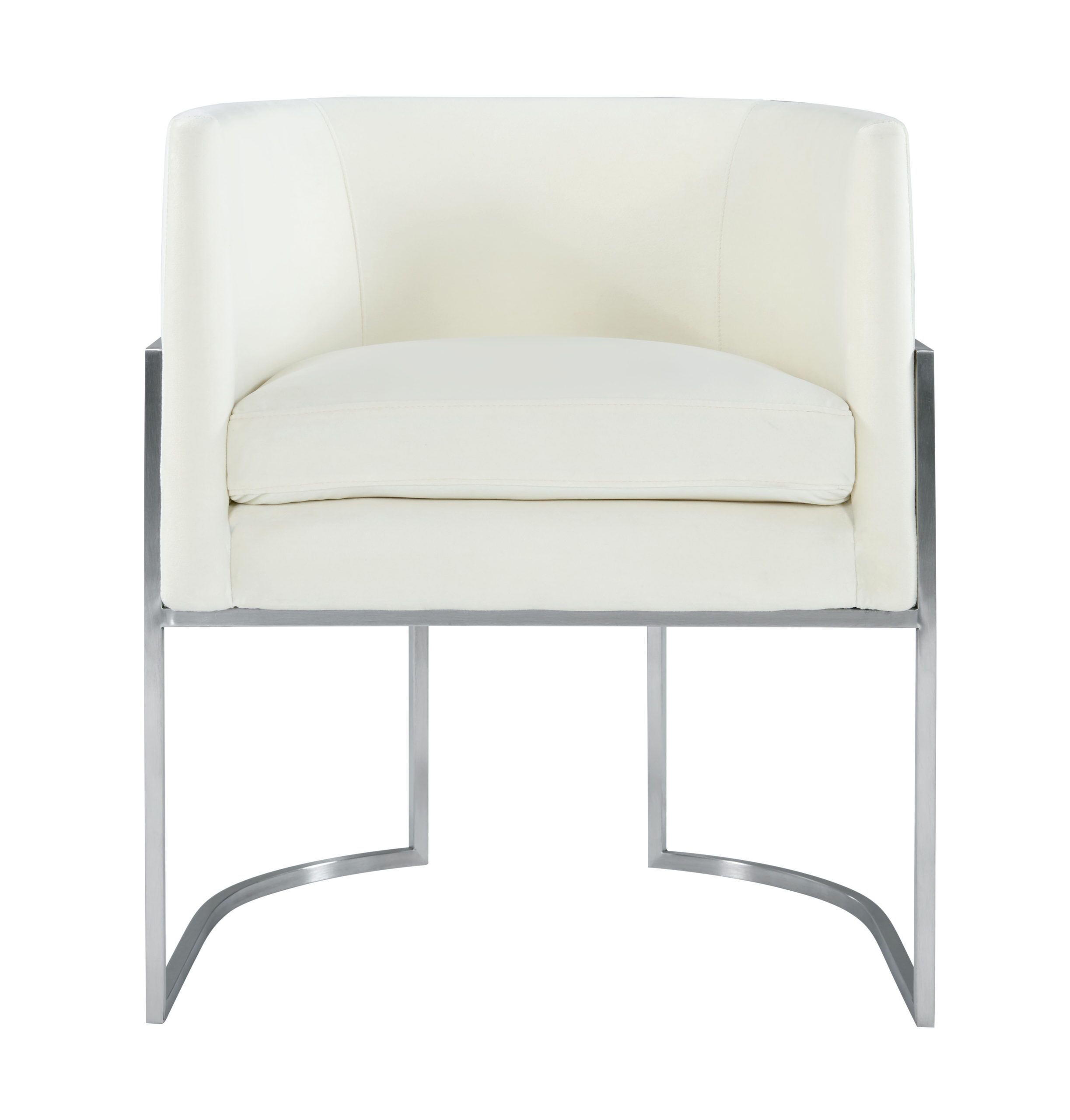 GISELLE CREAM VELVET CHAIR - SILVER FRAME - Image 3