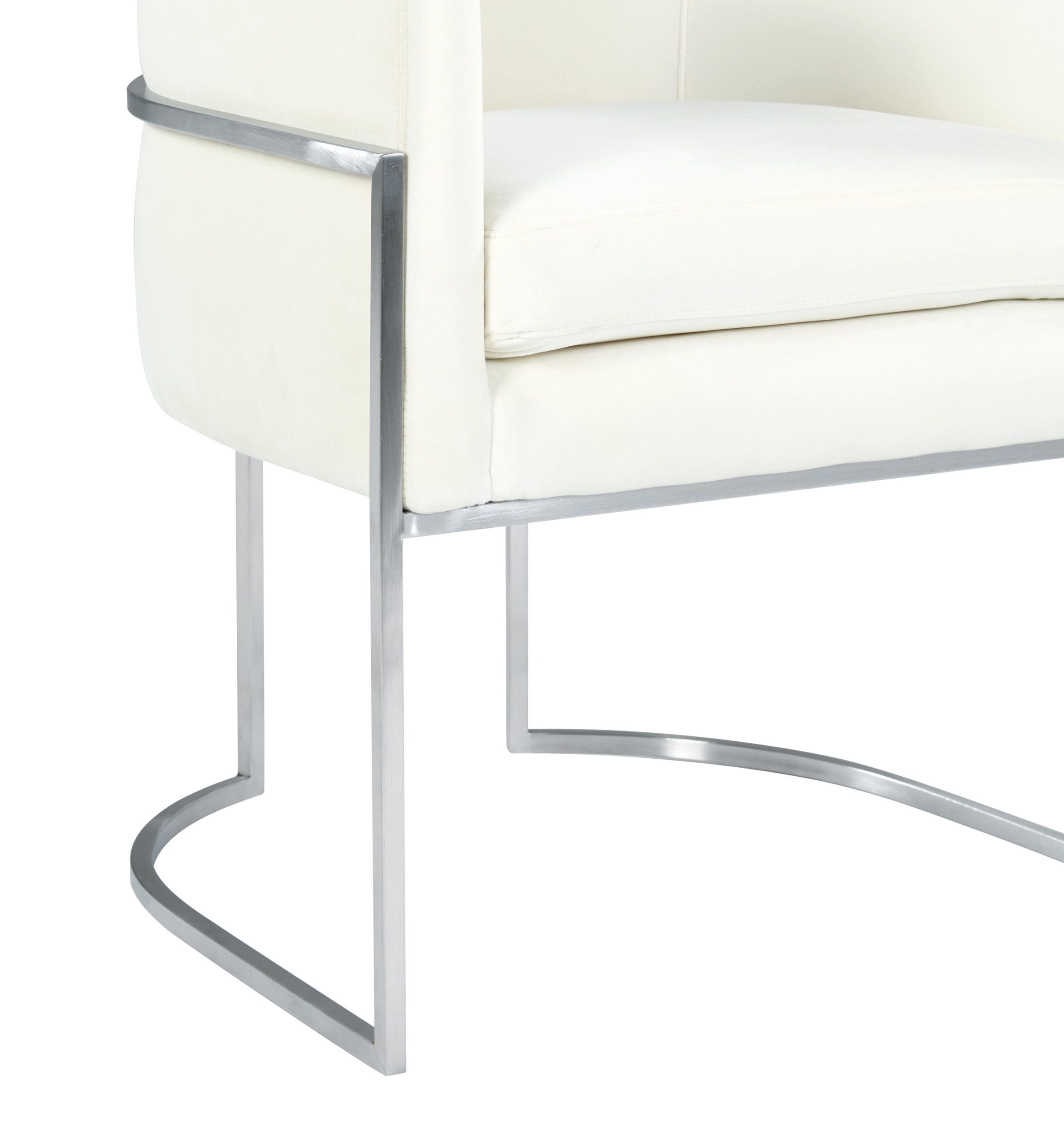 GISELLE CREAM VELVET CHAIR - SILVER FRAME - Image 5