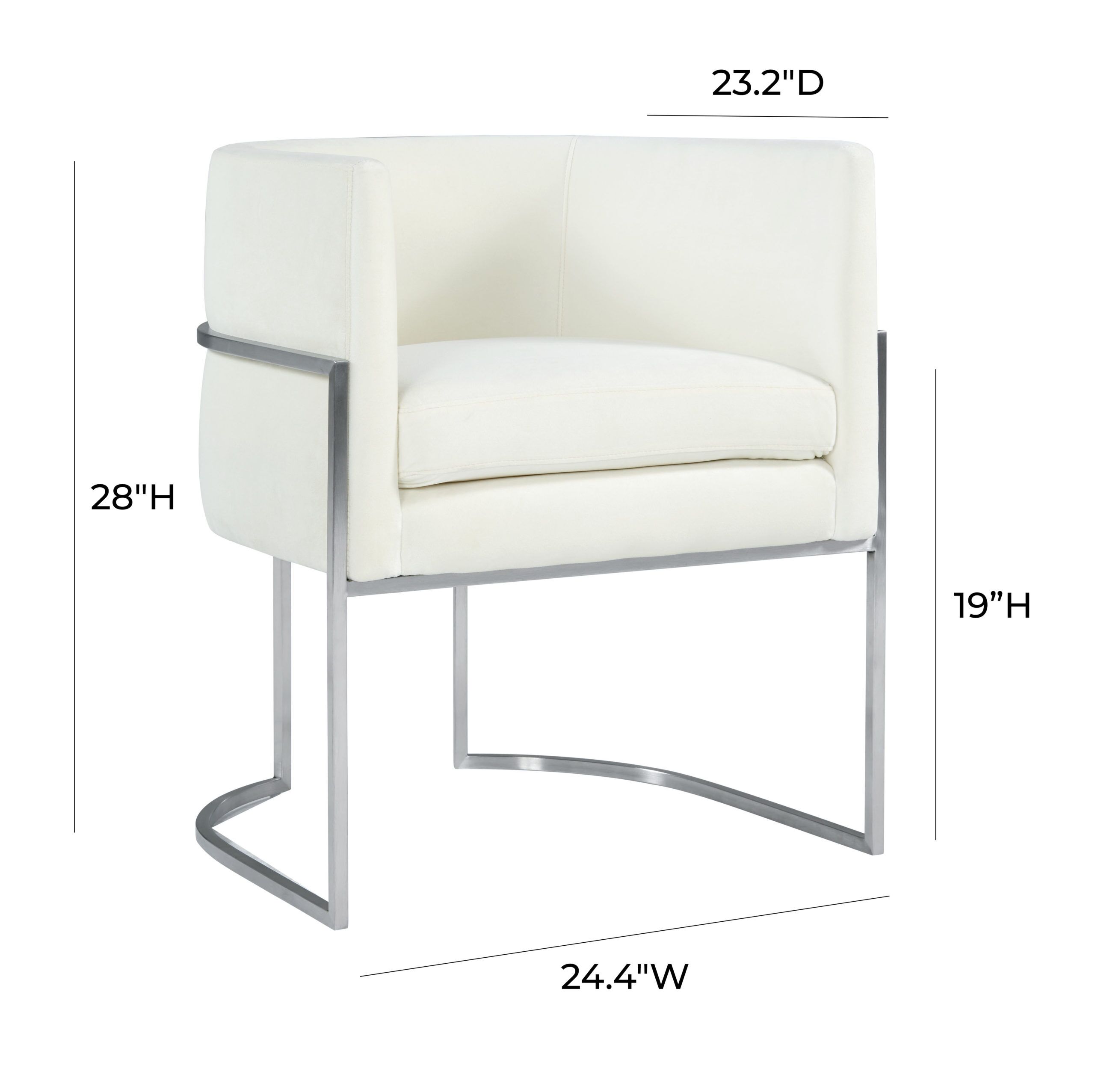 GISELLE CREAM VELVET CHAIR - SILVER FRAME - Image 6