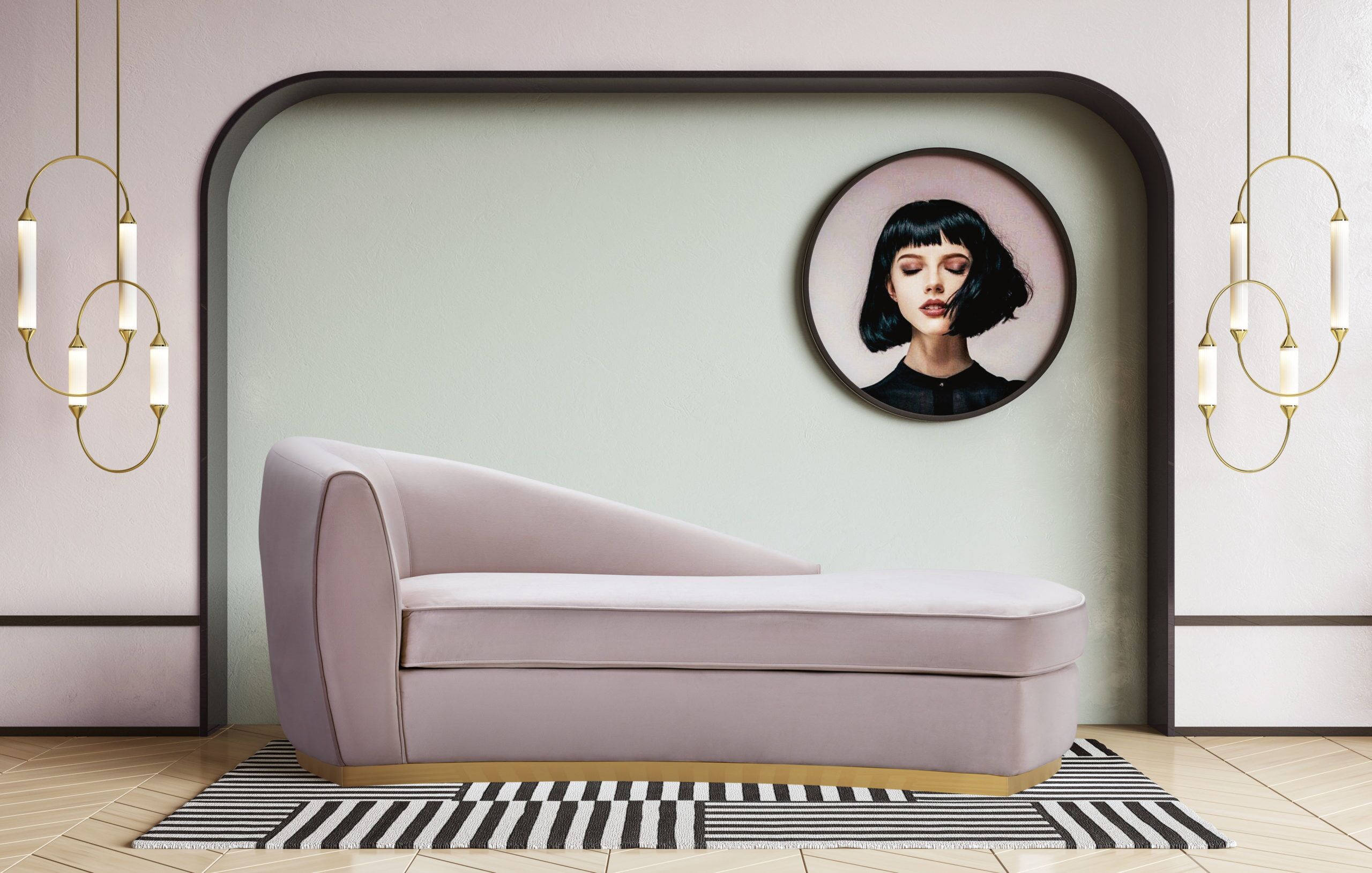 ADELE BLUSH VELVET CHAISE