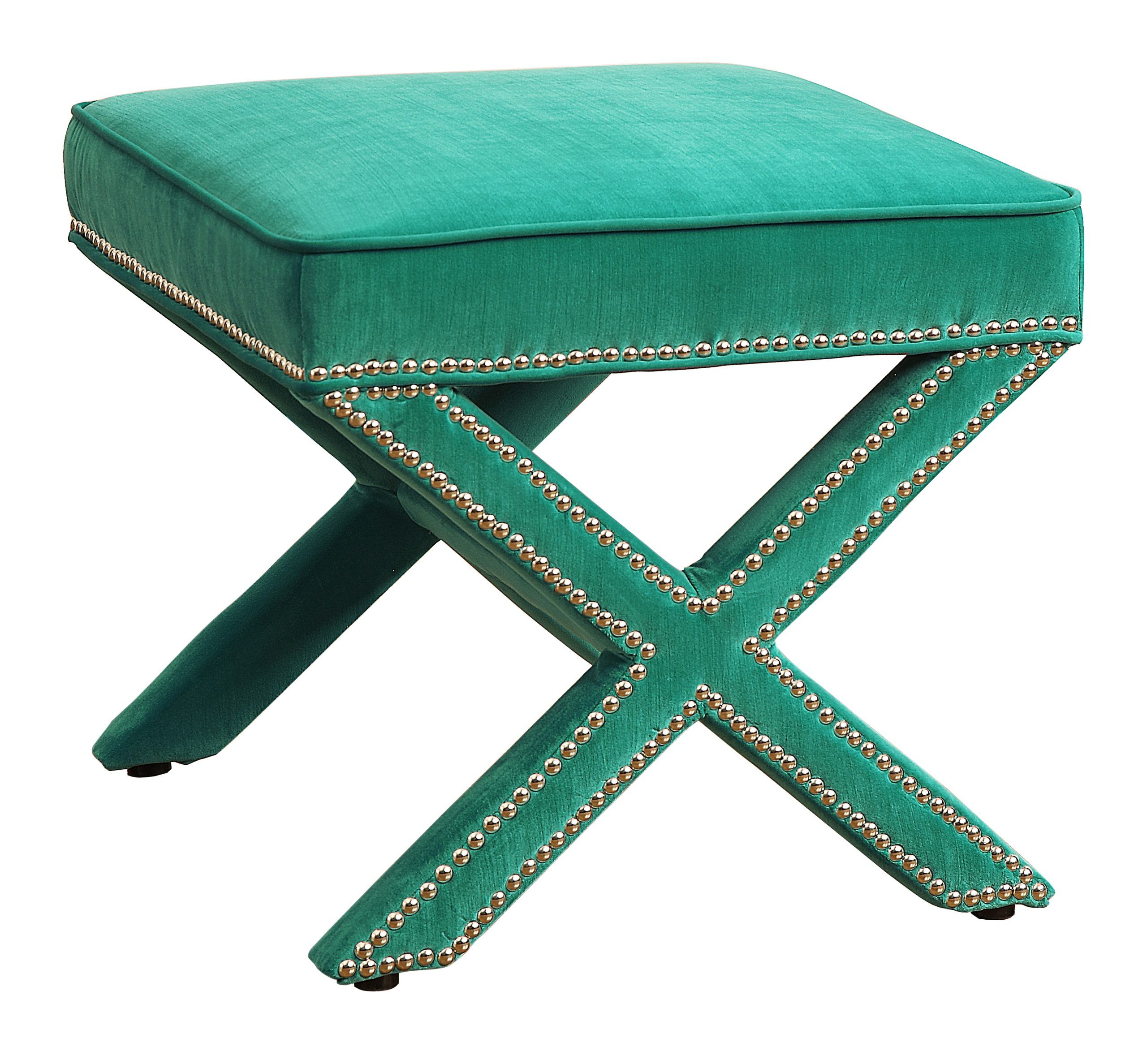 REESE GREEN VELVET OTTOMAN