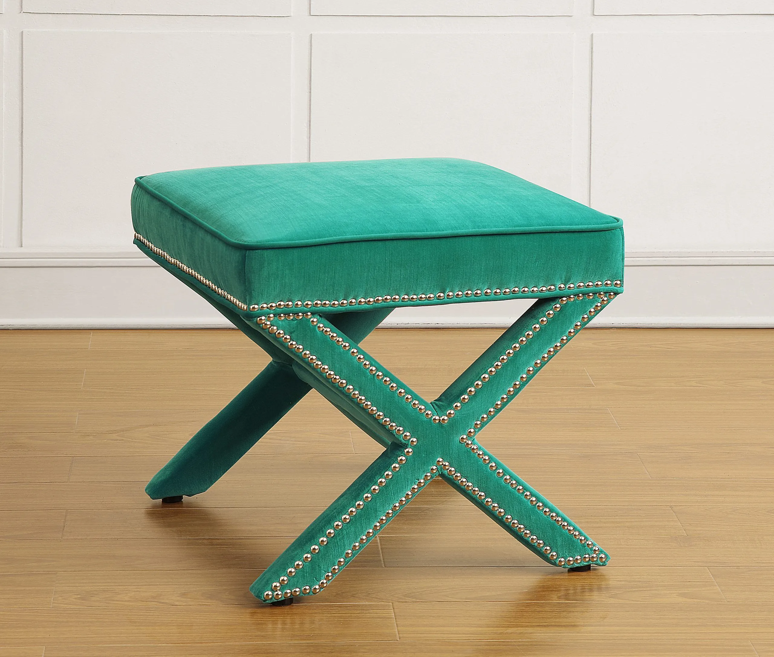 REESE GREEN VELVET OTTOMAN - Image 2