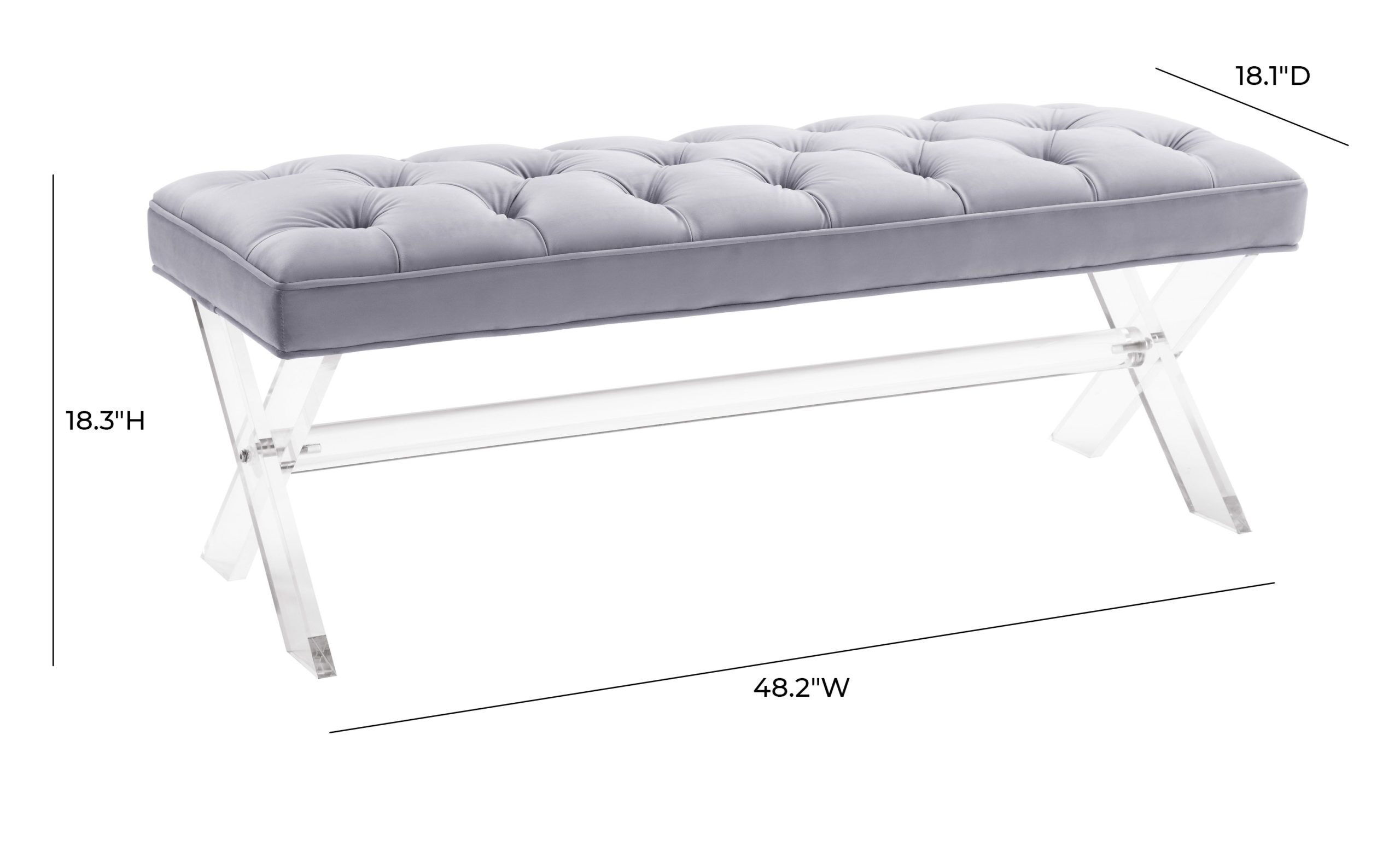 CLAIRA GREY LUCITE BENCH - Image 6