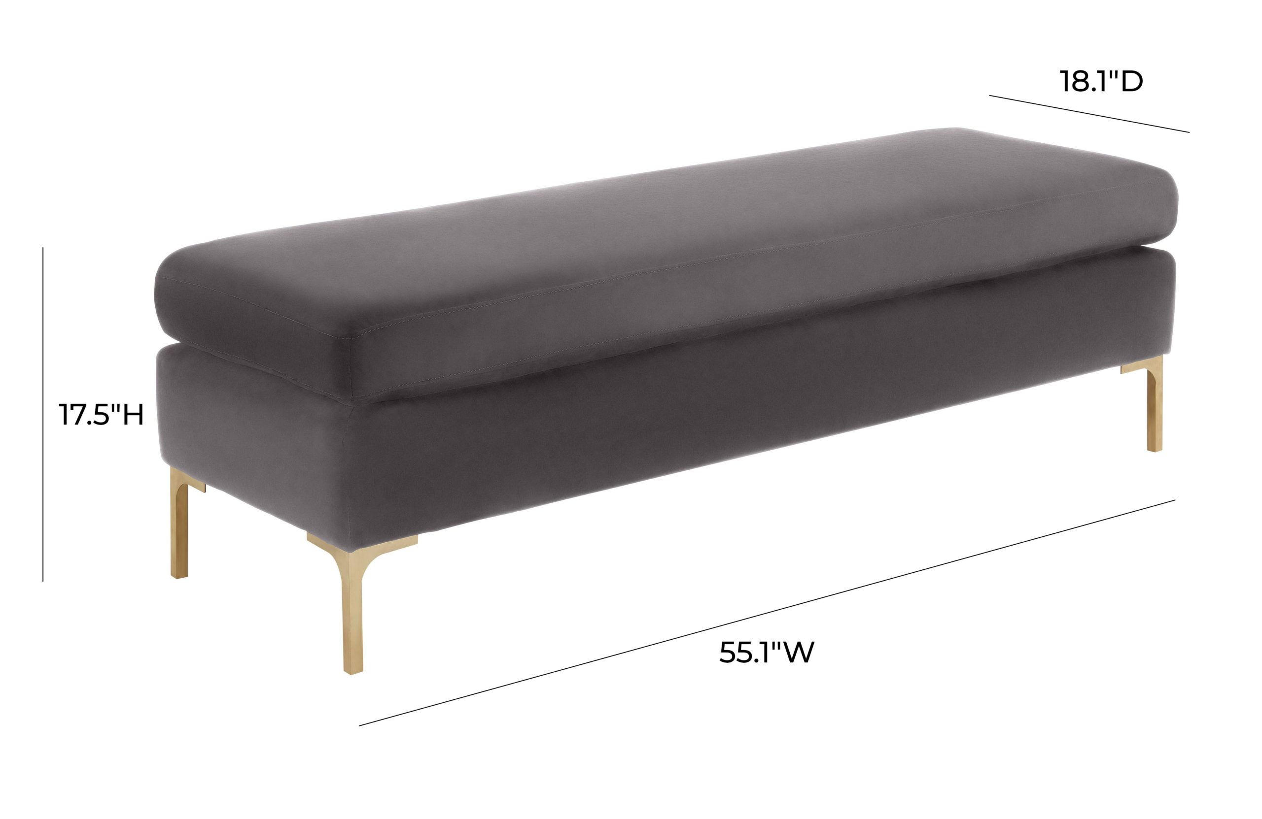DELILAH GREY VELVET BENCH - Image 4