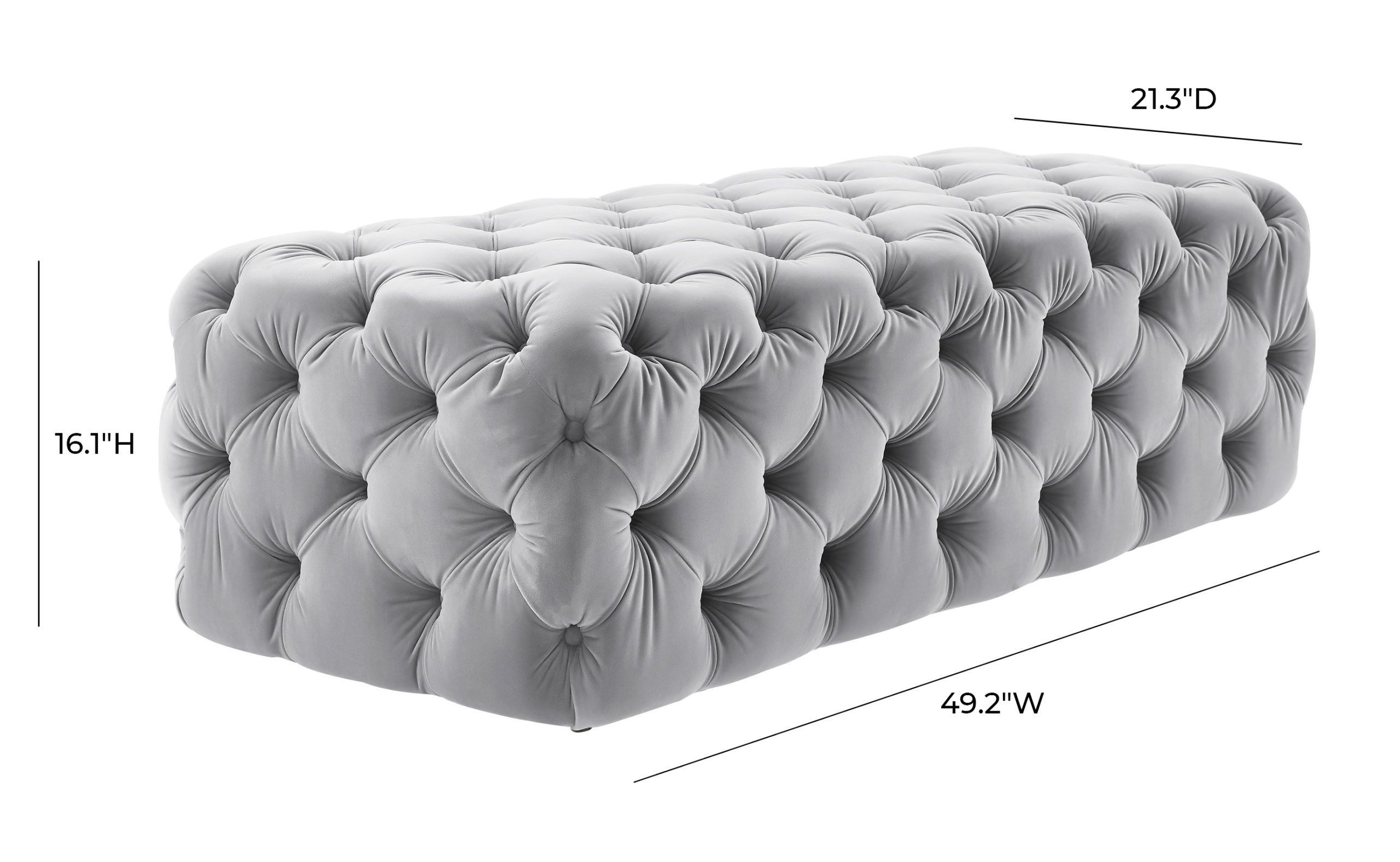 Kaylee Grey Velvet Ottoman - Image 4