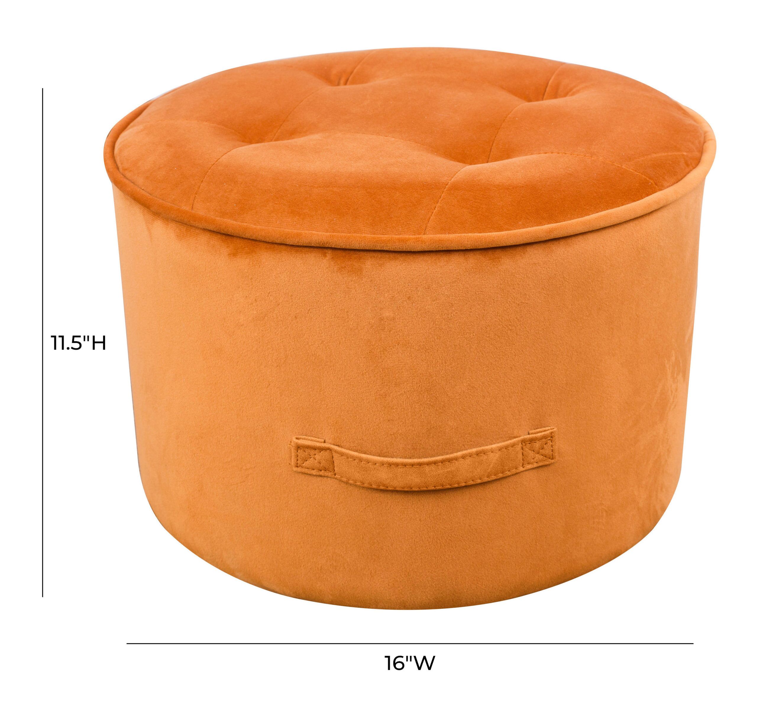 LUNA COGNAC VELVET OTTOMAN - Image 4