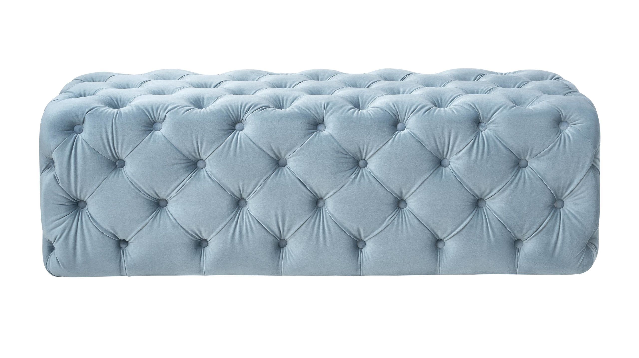 KAYLEE SEA BLUE VELVET OTTOMAN - Image 2