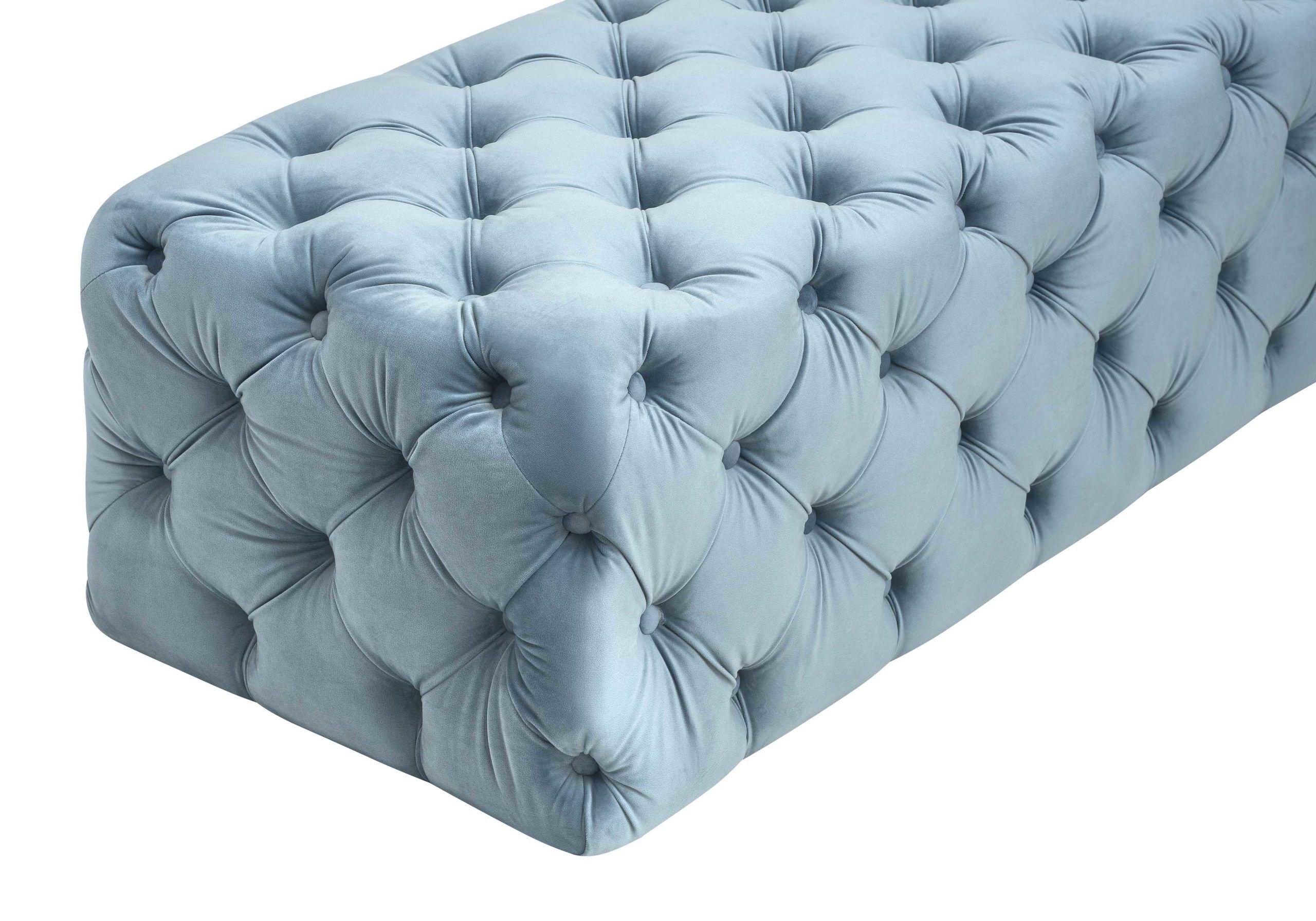 KAYLEE SEA BLUE VELVET OTTOMAN - Image 4