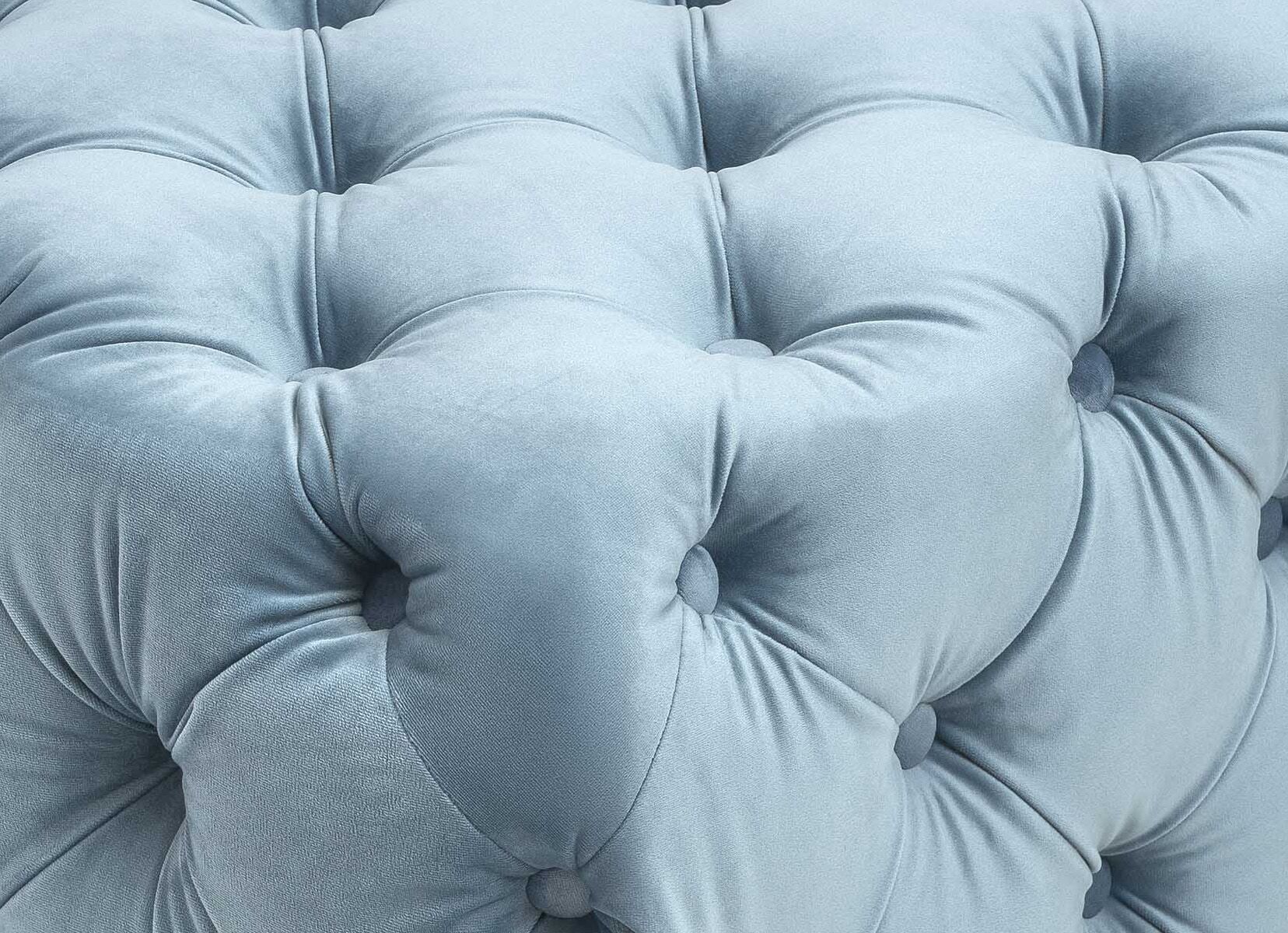 KAYLEE SEA BLUE VELVET OTTOMAN - Image 5