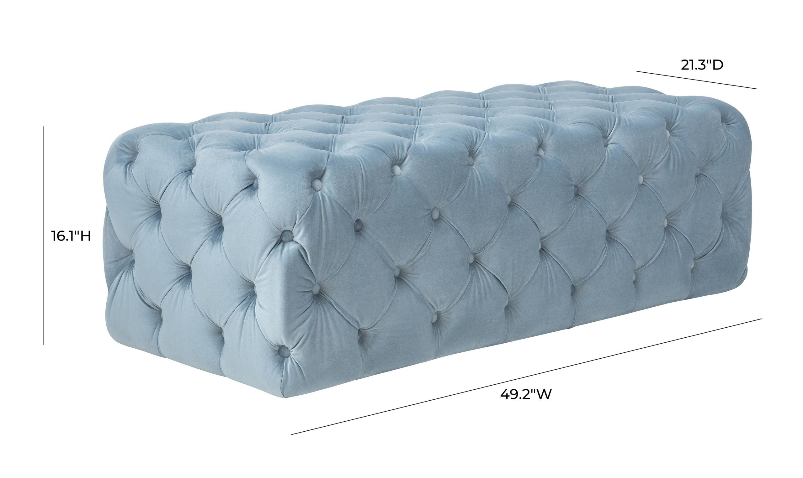 KAYLEE SEA BLUE VELVET OTTOMAN - Image 6