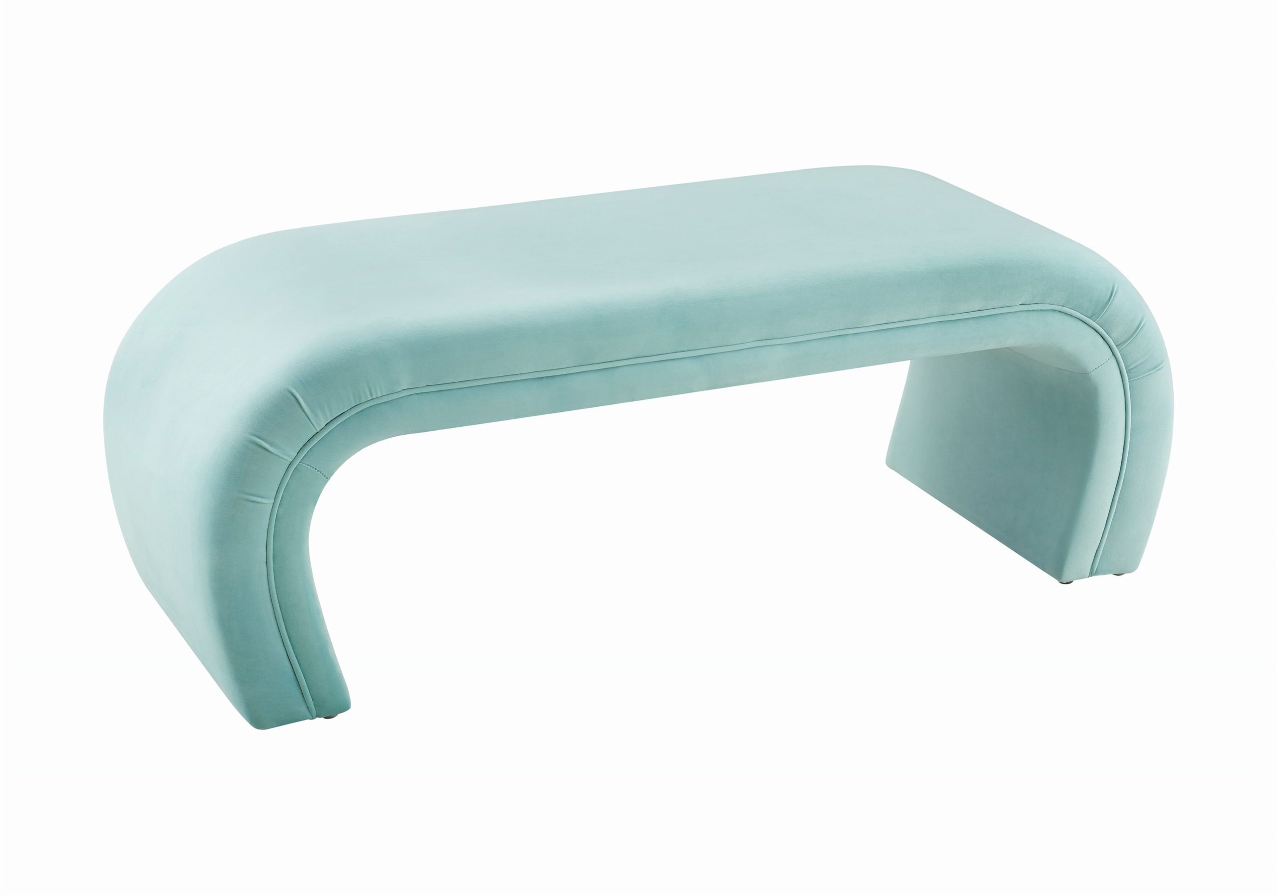 KENYA BRIGHT BLUE VELVET BENCH - Image 4