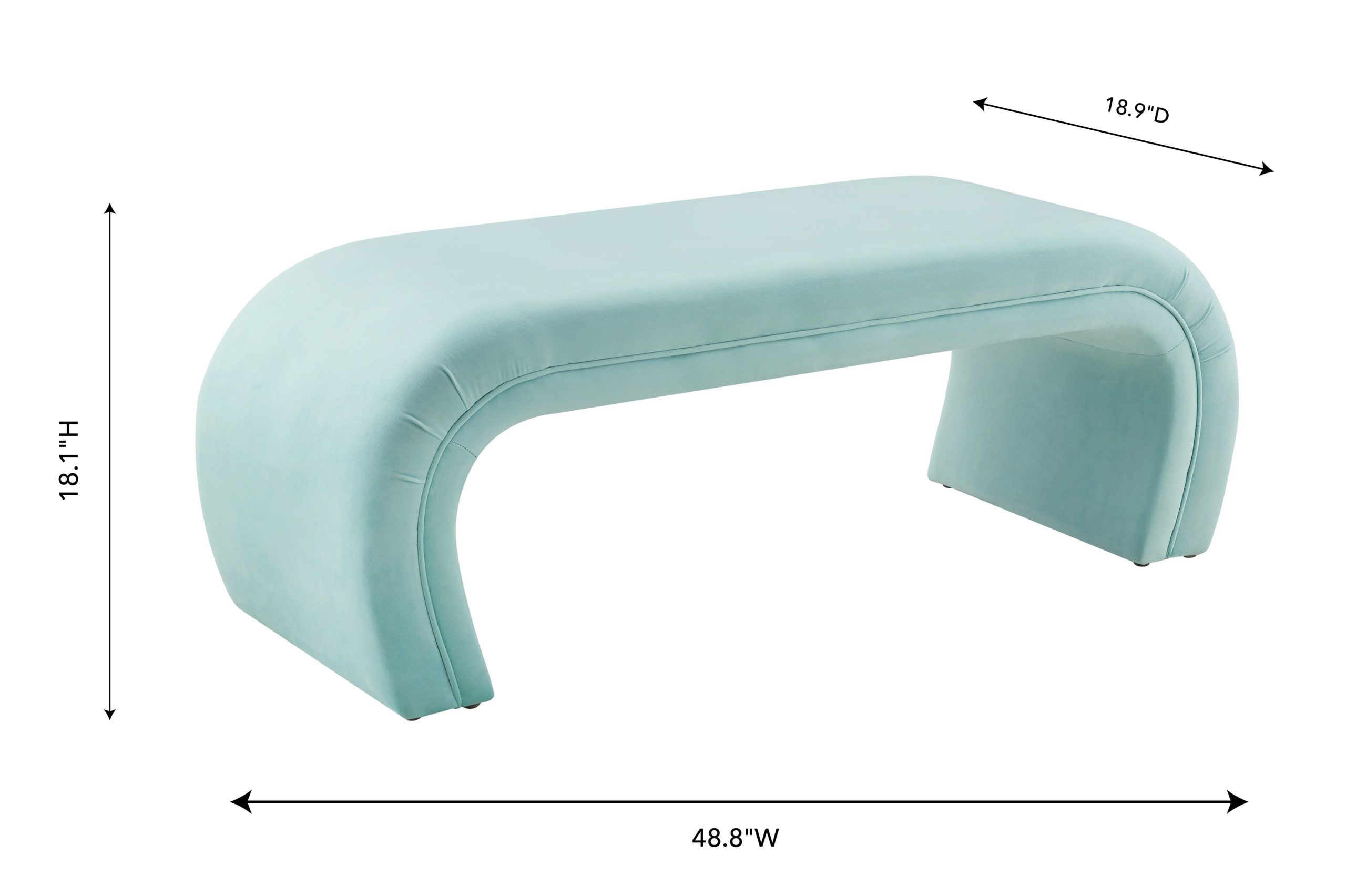 KENYA BRIGHT BLUE VELVET BENCH - Image 7