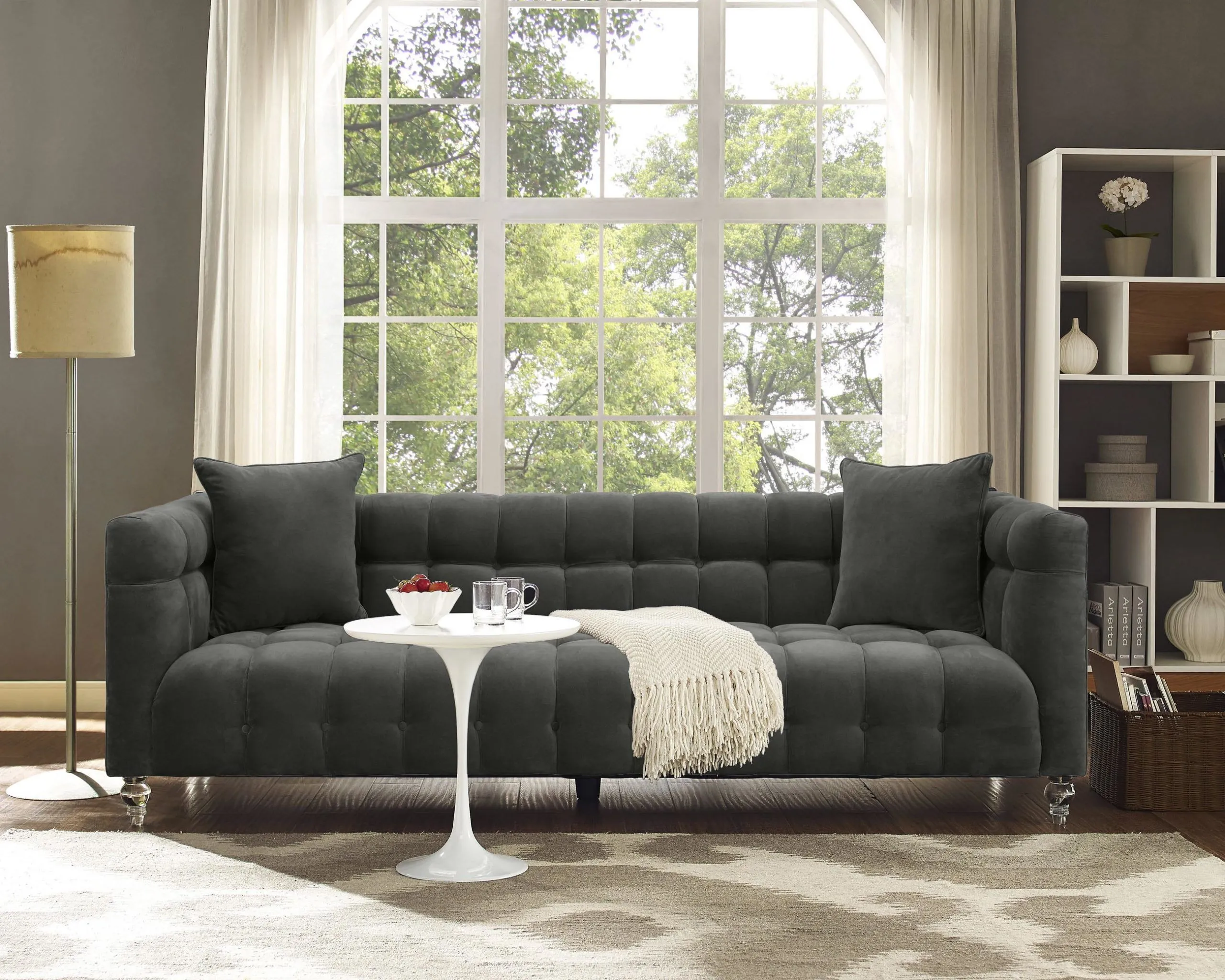 BEA GREY VELVET SOFA