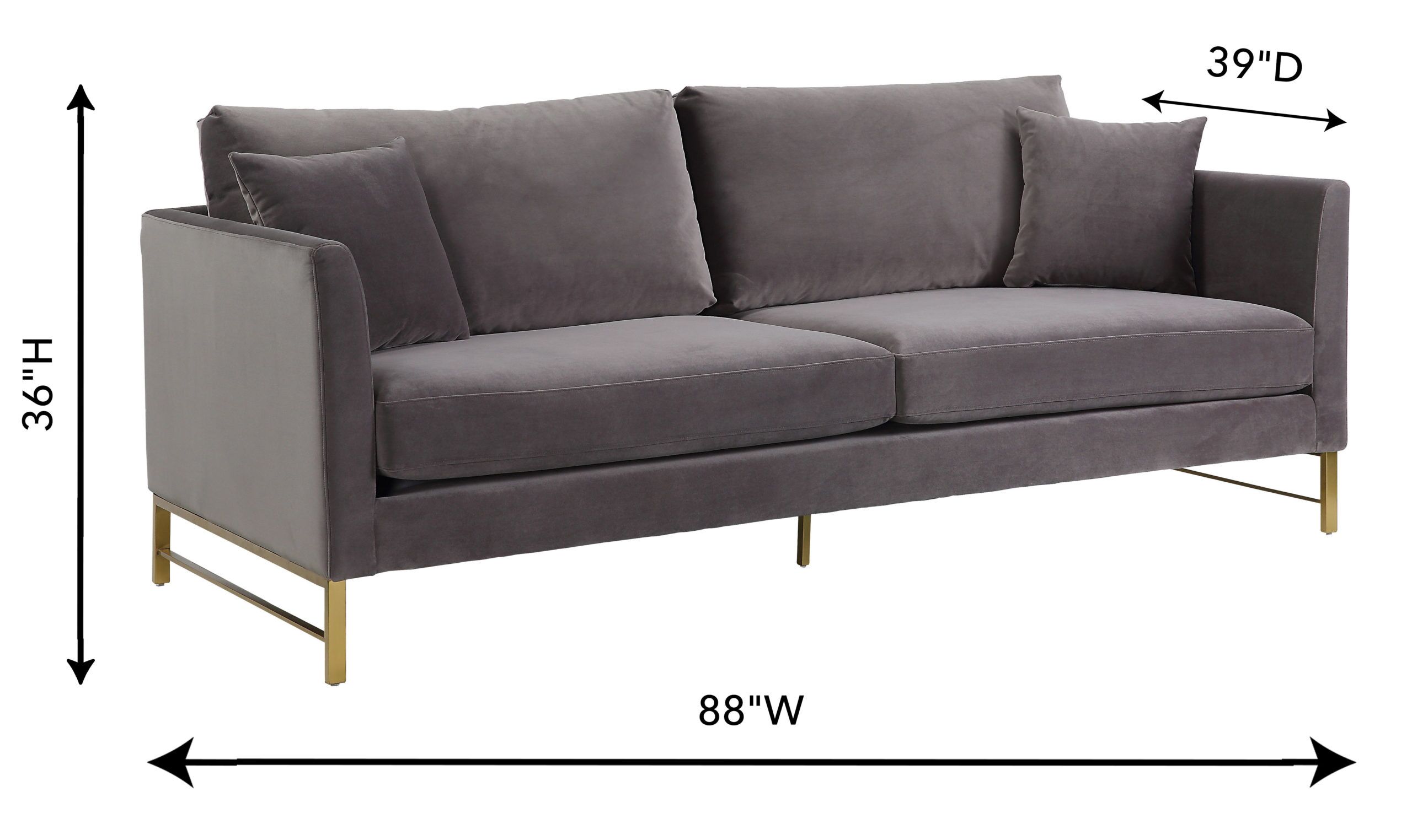 MASSI GREY VELVET SOFA - Image 5