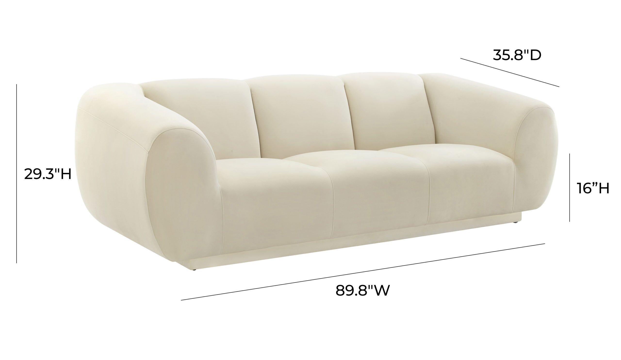 EMMET CREAM VELVET SOFA - Image 6