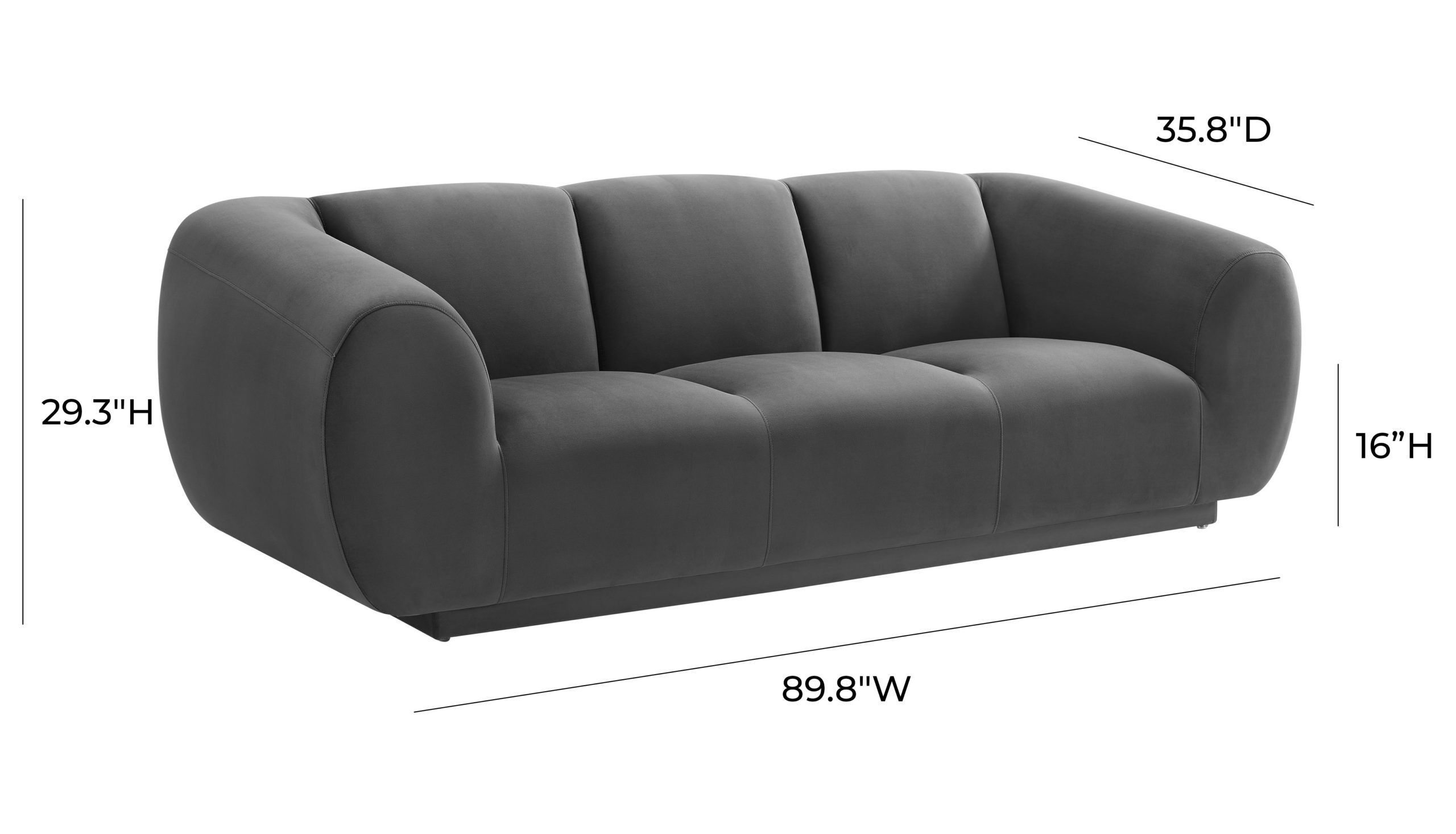 EMMET GREY VELVET SOFA - Image 2