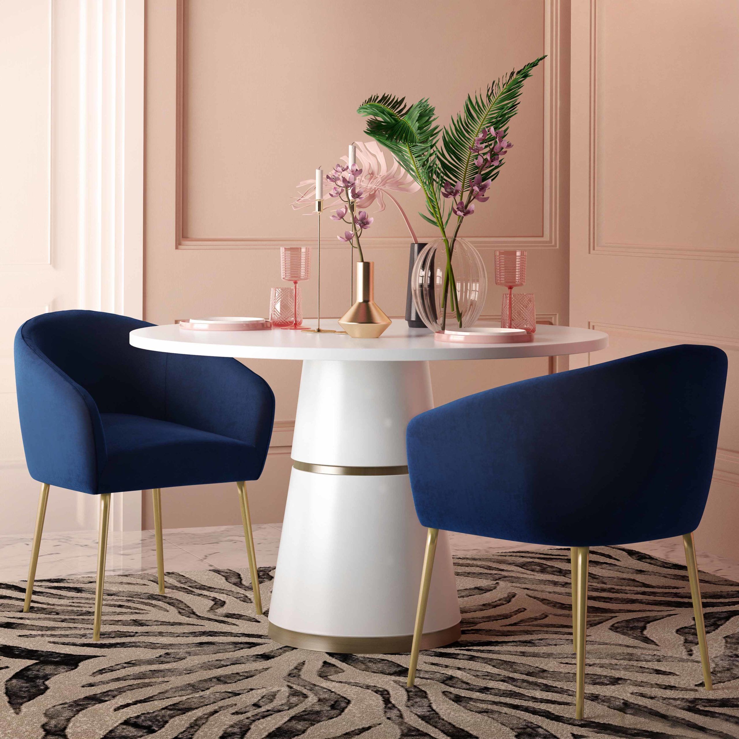 ARYA PERFORMANCE VELVET NAVY DINING CHAIR - Image 2