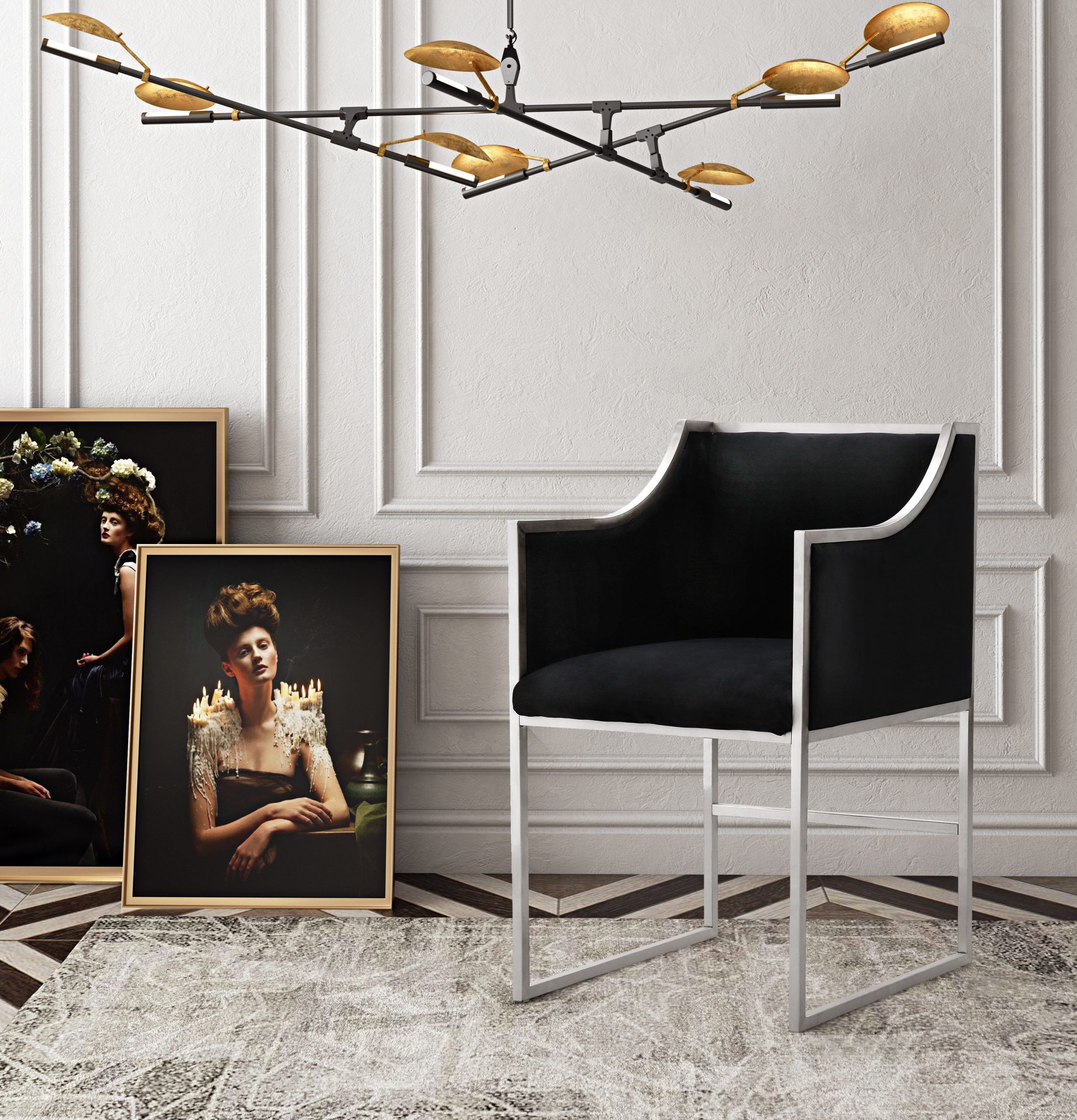 ATARA BLACK VELVET SILVER CHAIR - Image 2